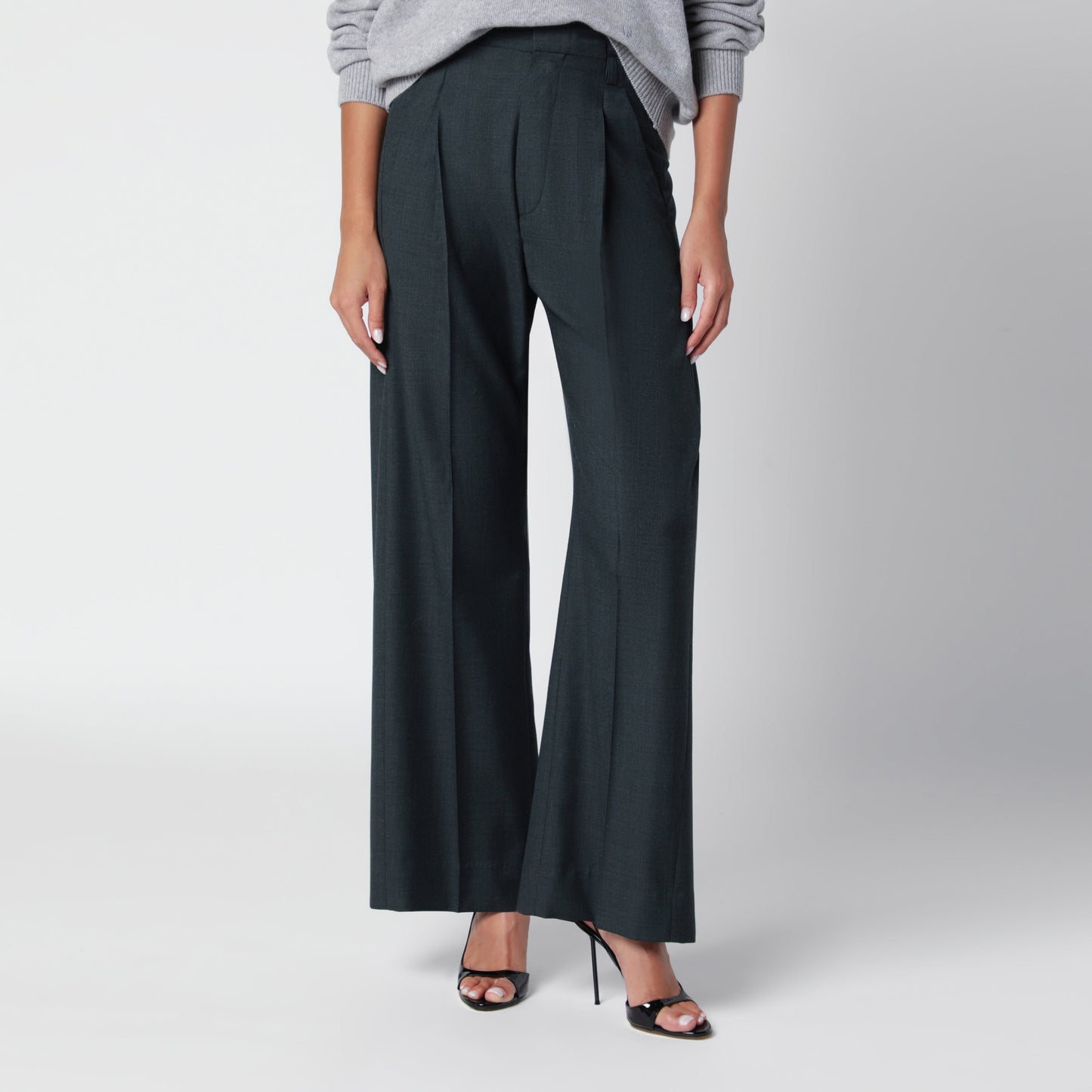 Victoria Beckham Ethel Trousers In Swamp Green Virgin Wool Women VICTORIA BECKHAM