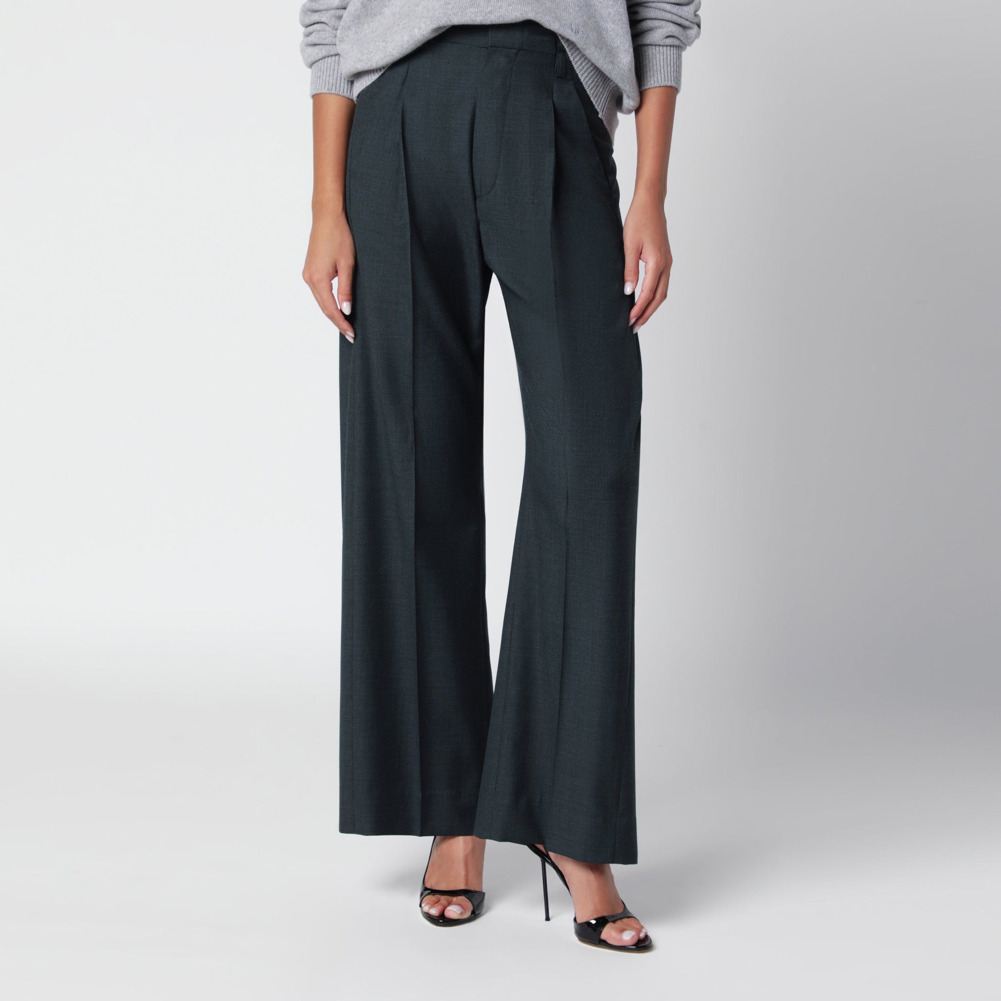 Victoria Beckham Ethel Trousers In Swamp Green Virgin Wool Women VICTORIA BECKHAM
