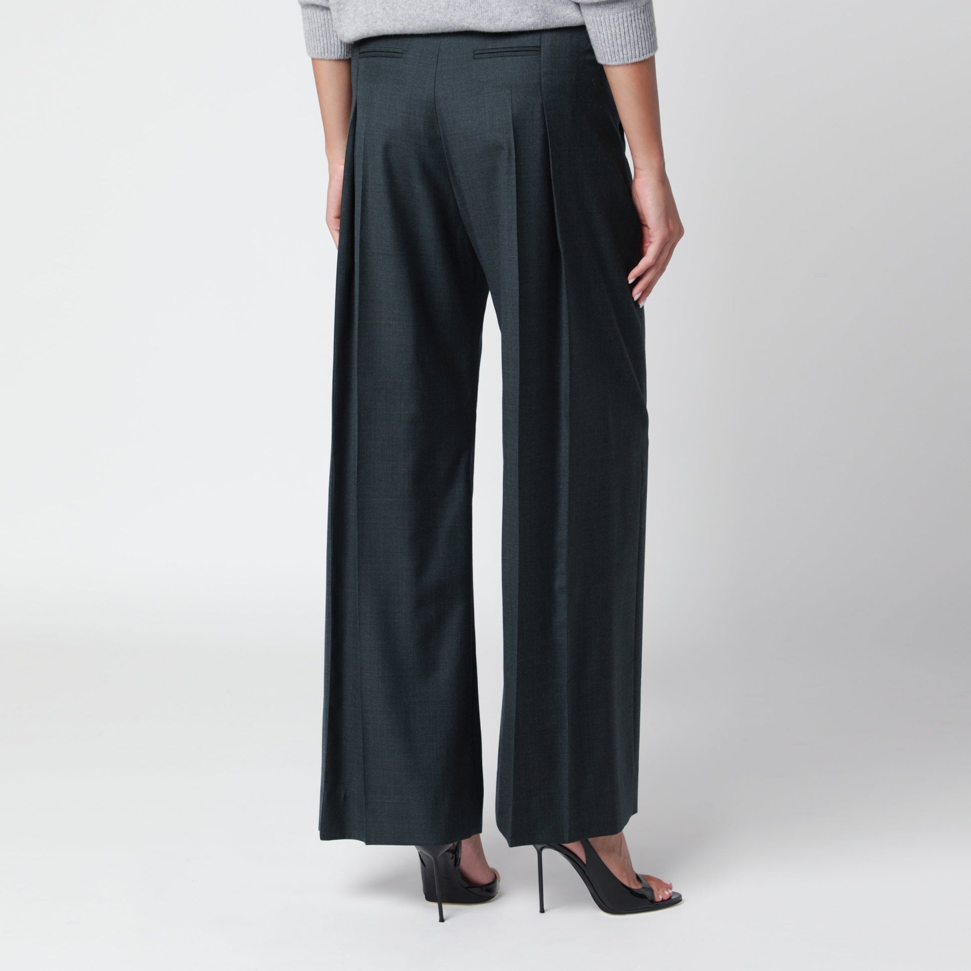 Victoria Beckham Ethel Trousers In Swamp Green Virgin Wool Women VICTORIA BECKHAM