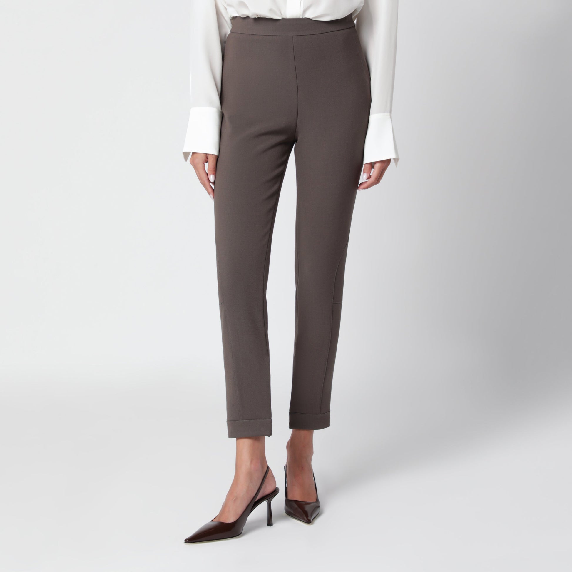 Victoria Beckham Khaki Virgin Wool-Blend Trousers Women VICTORIA BECKHAM