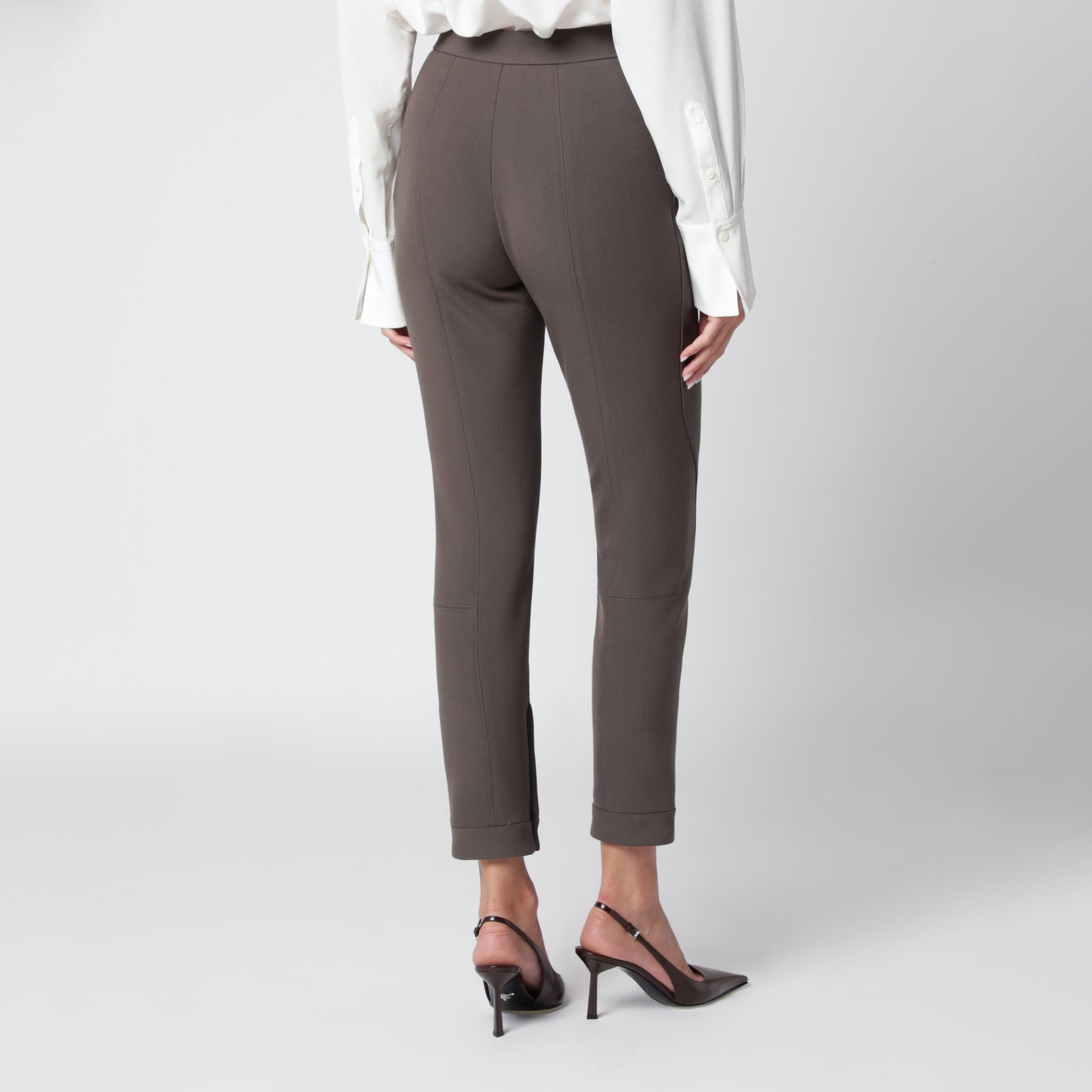 Victoria Beckham Khaki Virgin Wool-Blend Trousers Women VICTORIA BECKHAM