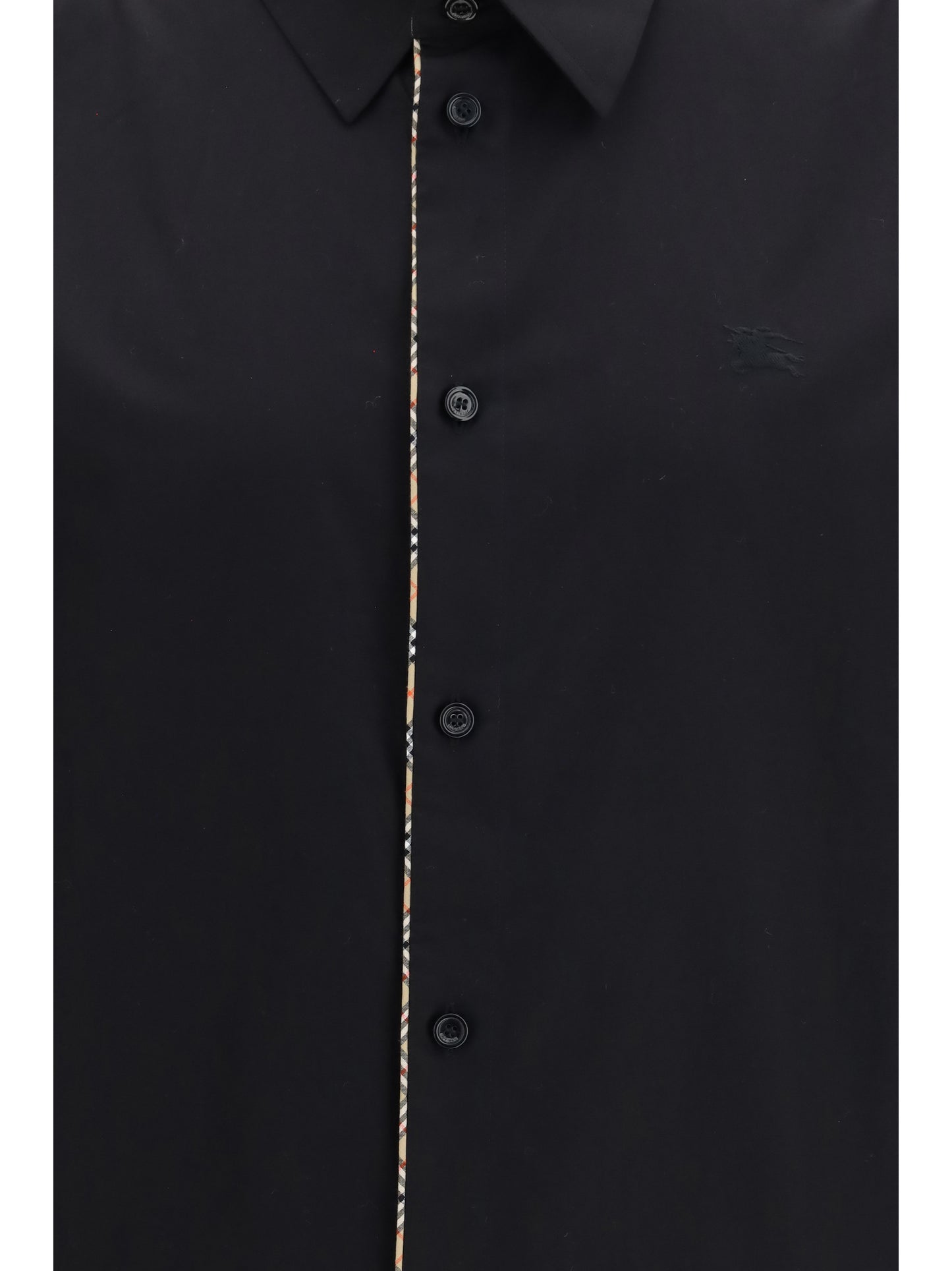 Burberry Men Cotton Shirt With Check Trims BURBERRY