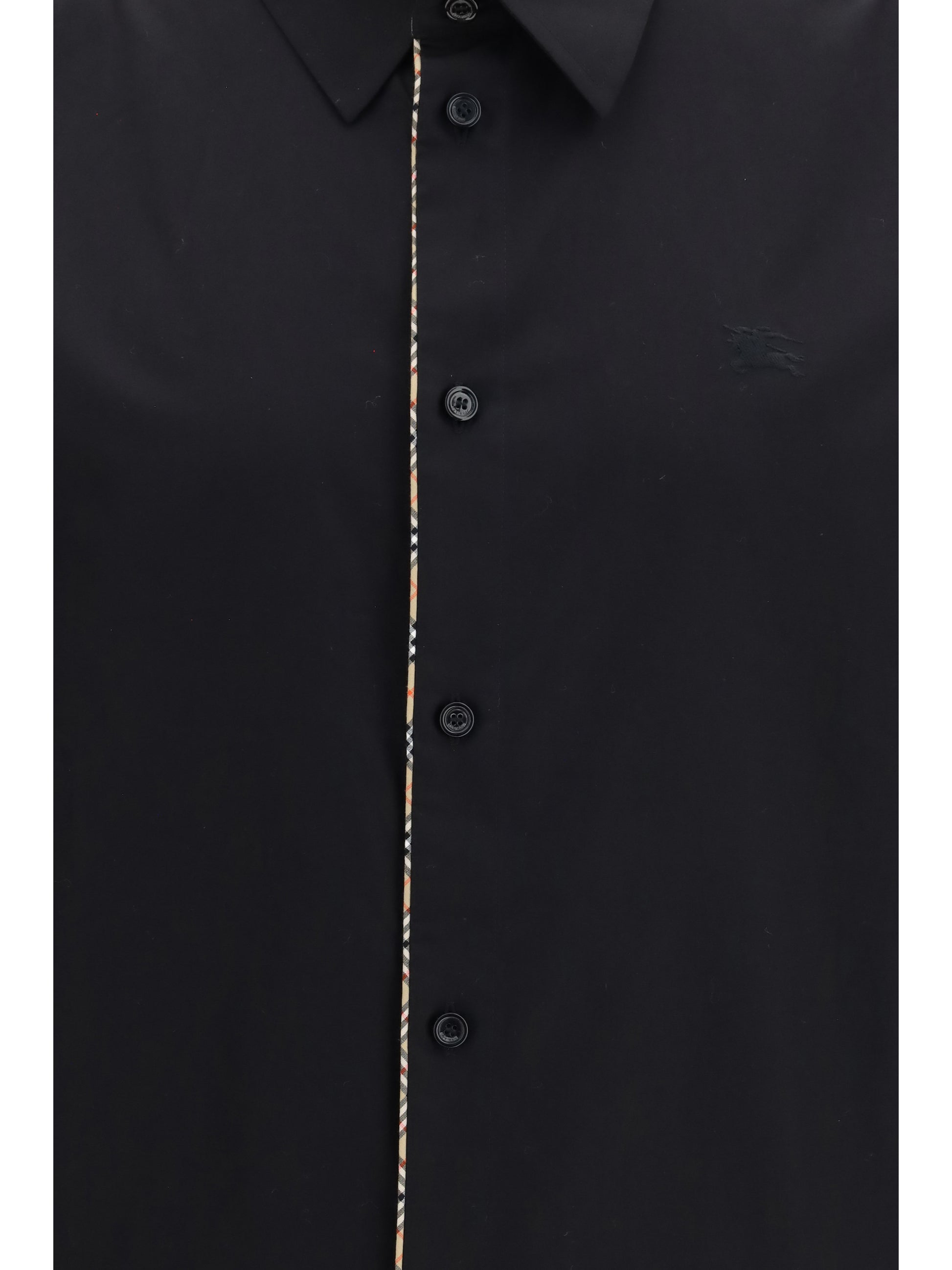 Burberry Men Cotton Shirt With Check Trims BURBERRY