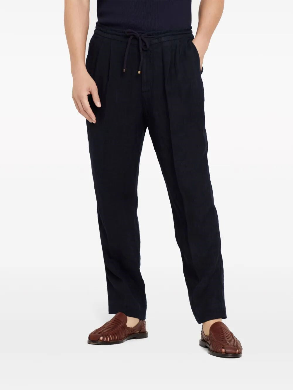 Brunello Cucinelli Men Garment-Dyed Pants With Drawstring And Double Pleats BRUNELLO CUCINELLI
