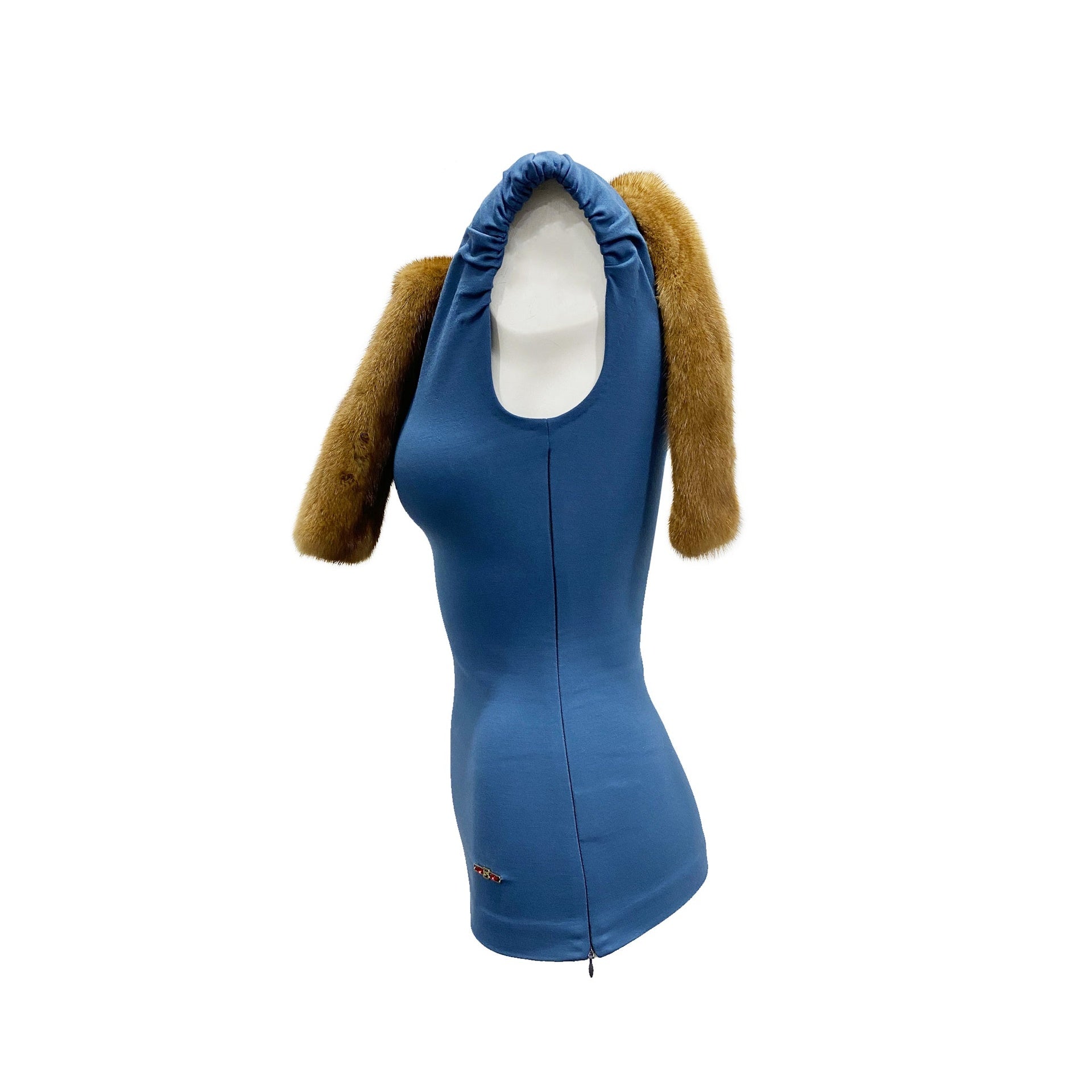 Dsquared2 Mink Collar Sleeveless Top Women DSQUARED2