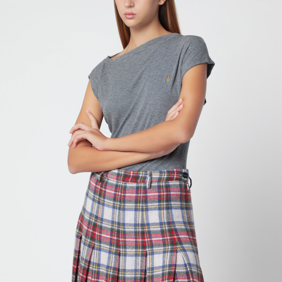 Vivienne Westwood Dark Grey Melange Asymmetric Hebo T-Shirt Women VIVIENNE WESTWOOD