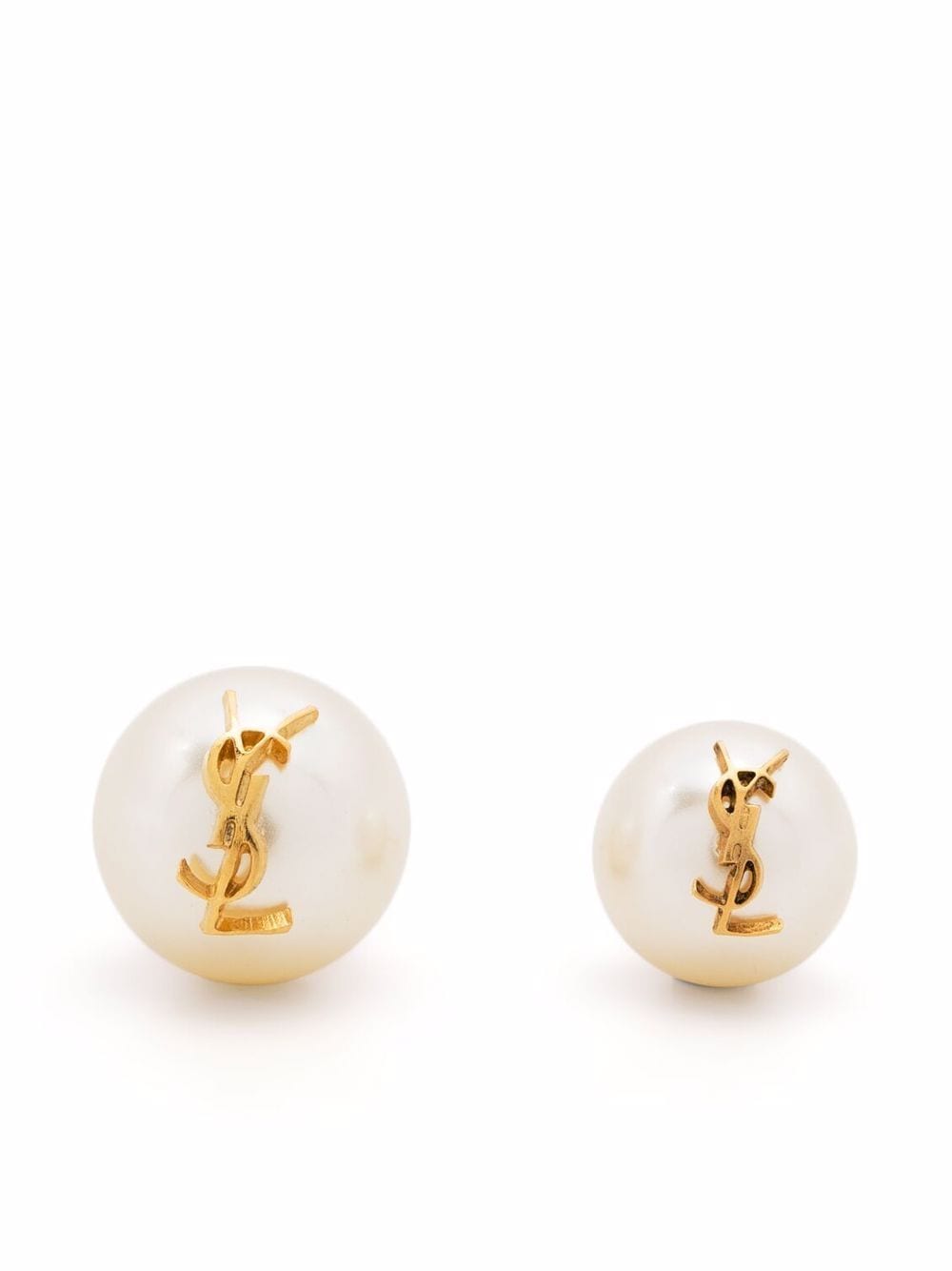 Saint Laurent Women Cassandre Pearl Asymmetric Earrings SAINT LAURENT