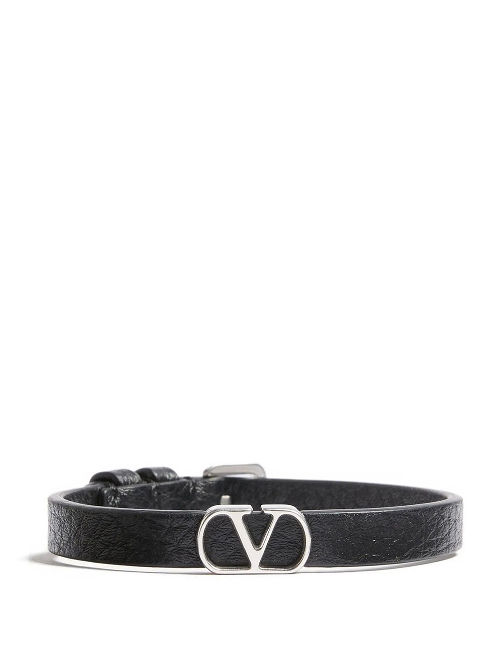 Valentino Garavani Men Vlogo Signature Grainy Leather Bracelet VALENTINO GARAVANI