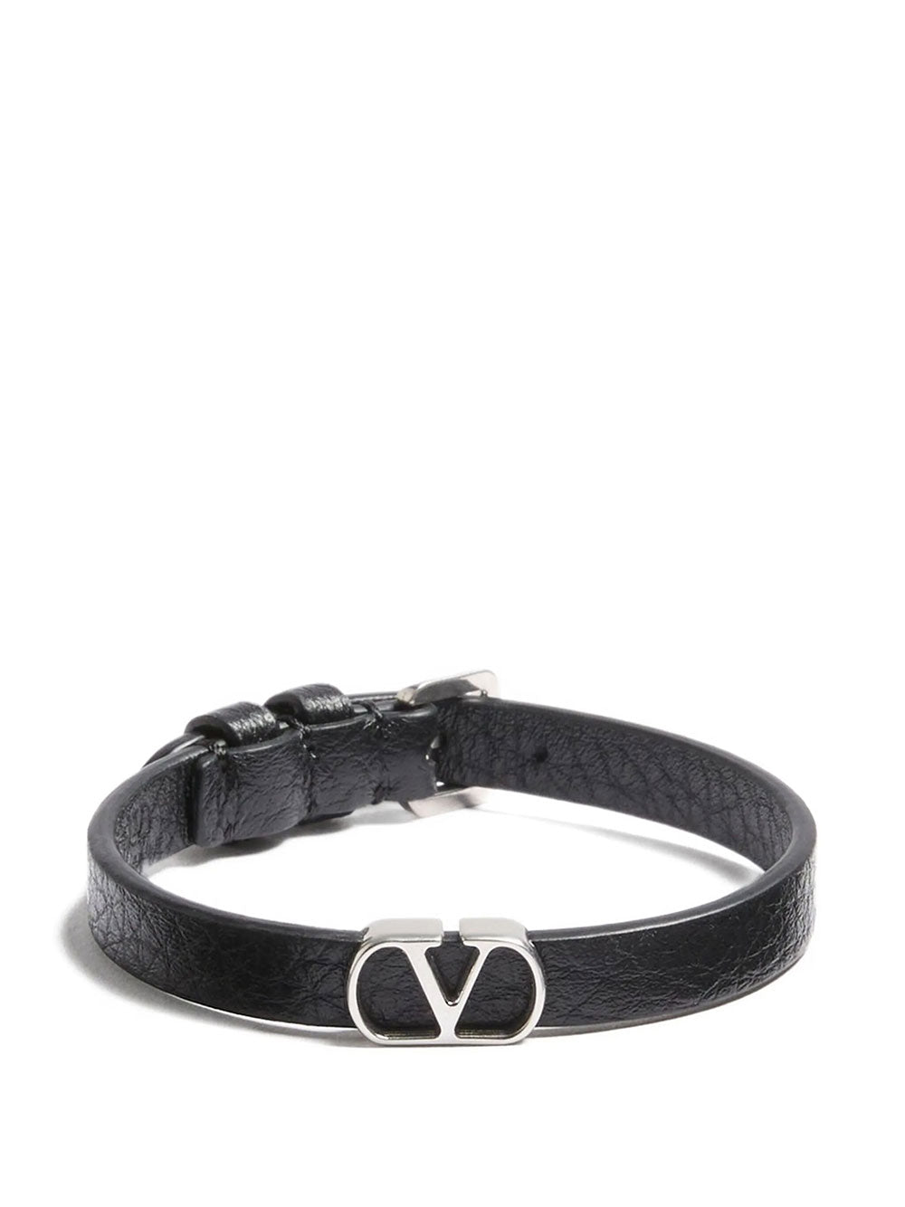 Valentino Garavani Men Vlogo Signature Grainy Leather Bracelet VALENTINO GARAVANI