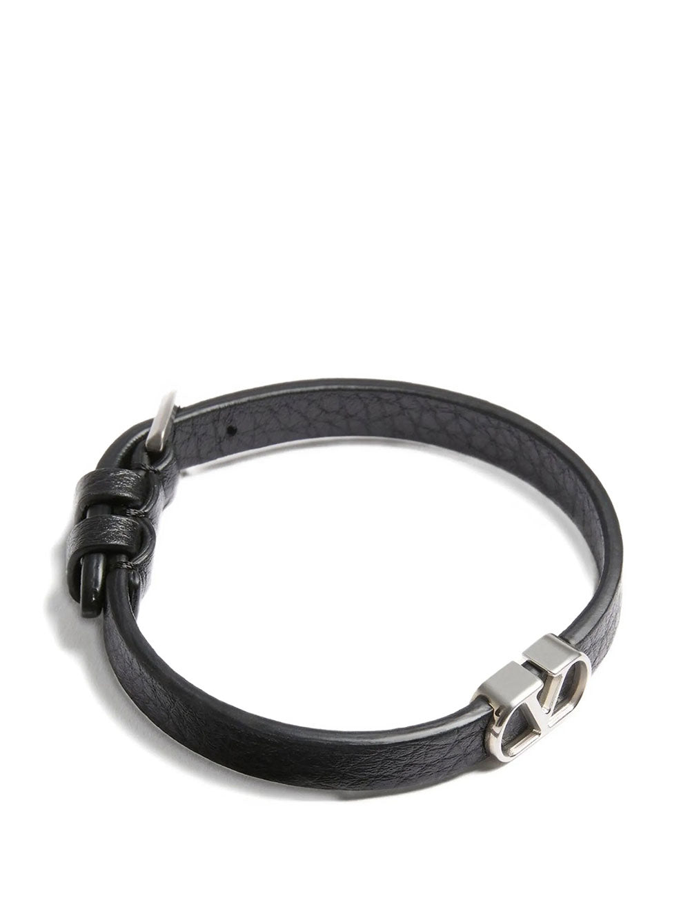 Valentino Garavani Men Vlogo Signature Grainy Leather Bracelet VALENTINO GARAVANI