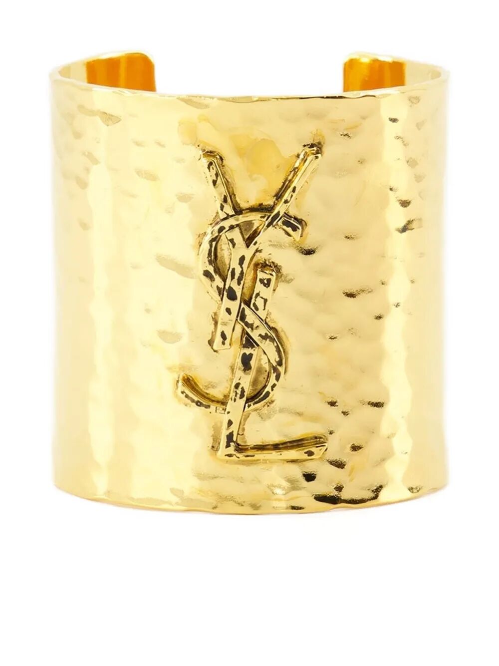 Saint Laurent Women Cassandre Cuff In Hammered Metal SAINT LAURENT