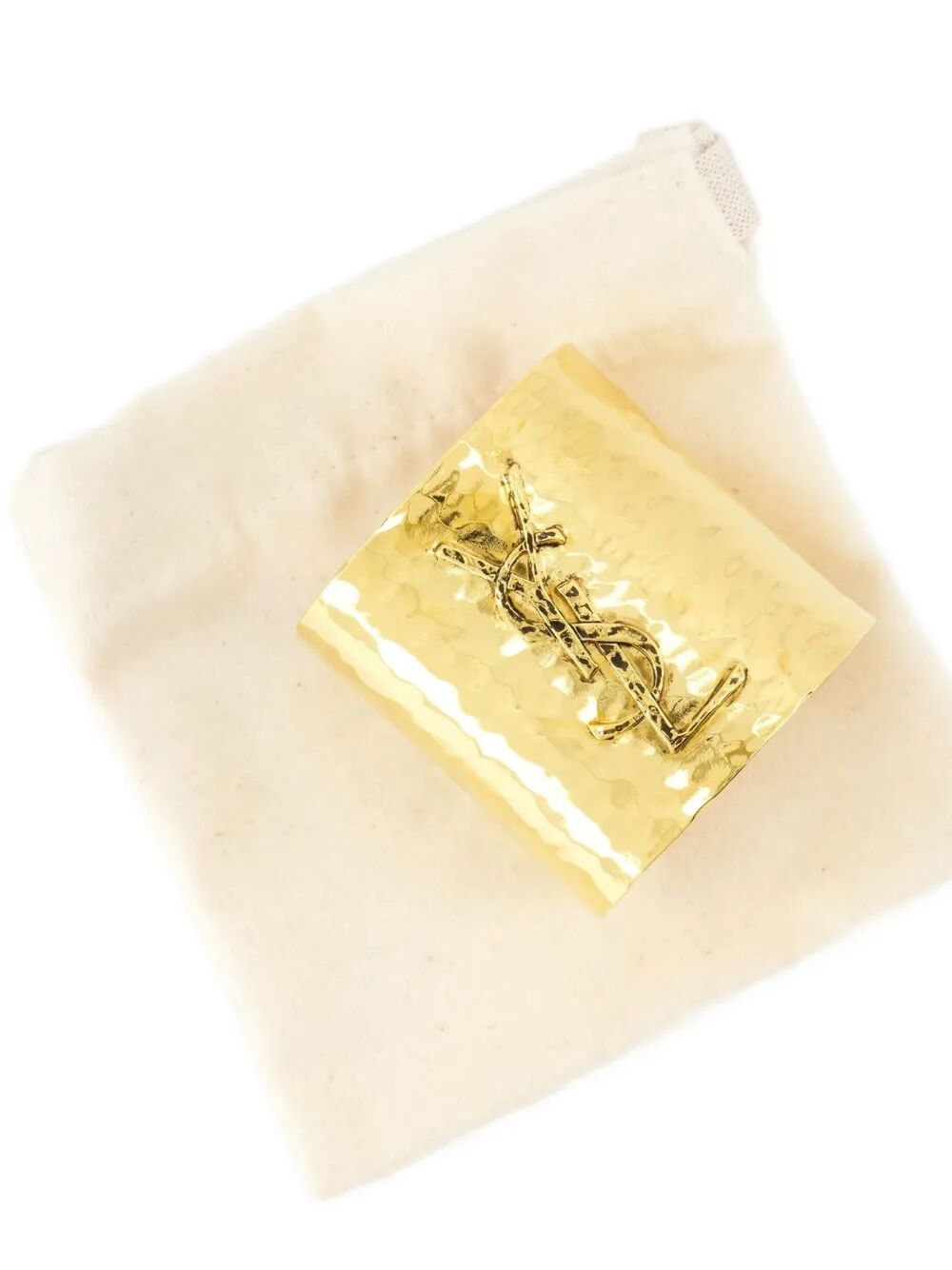 Saint Laurent Women Cassandre Cuff In Hammered Metal SAINT LAURENT