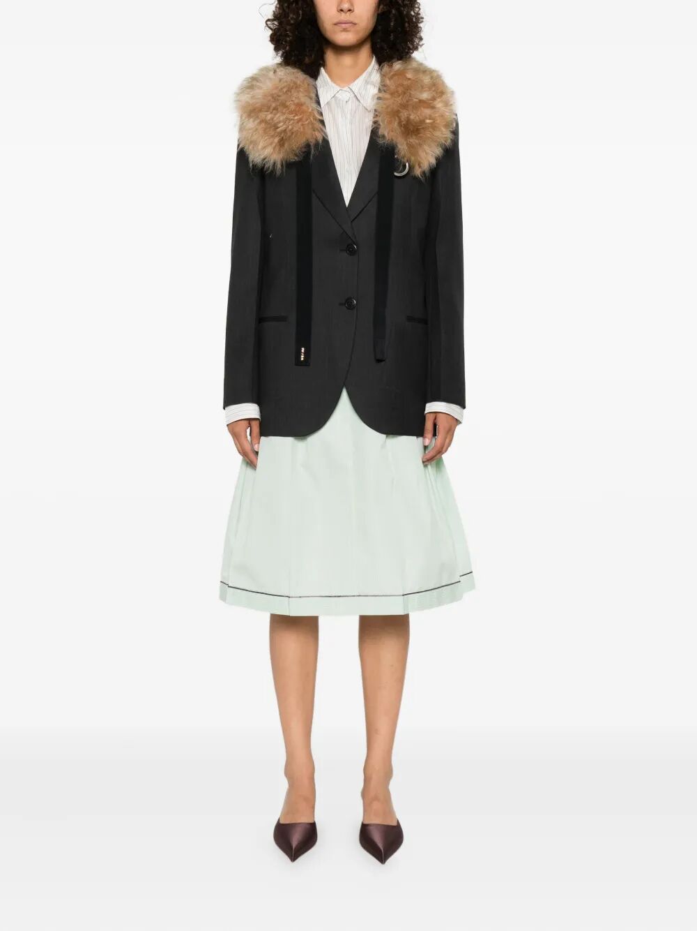 Prada Women Notched-Lapels Wool Blazer PRADA