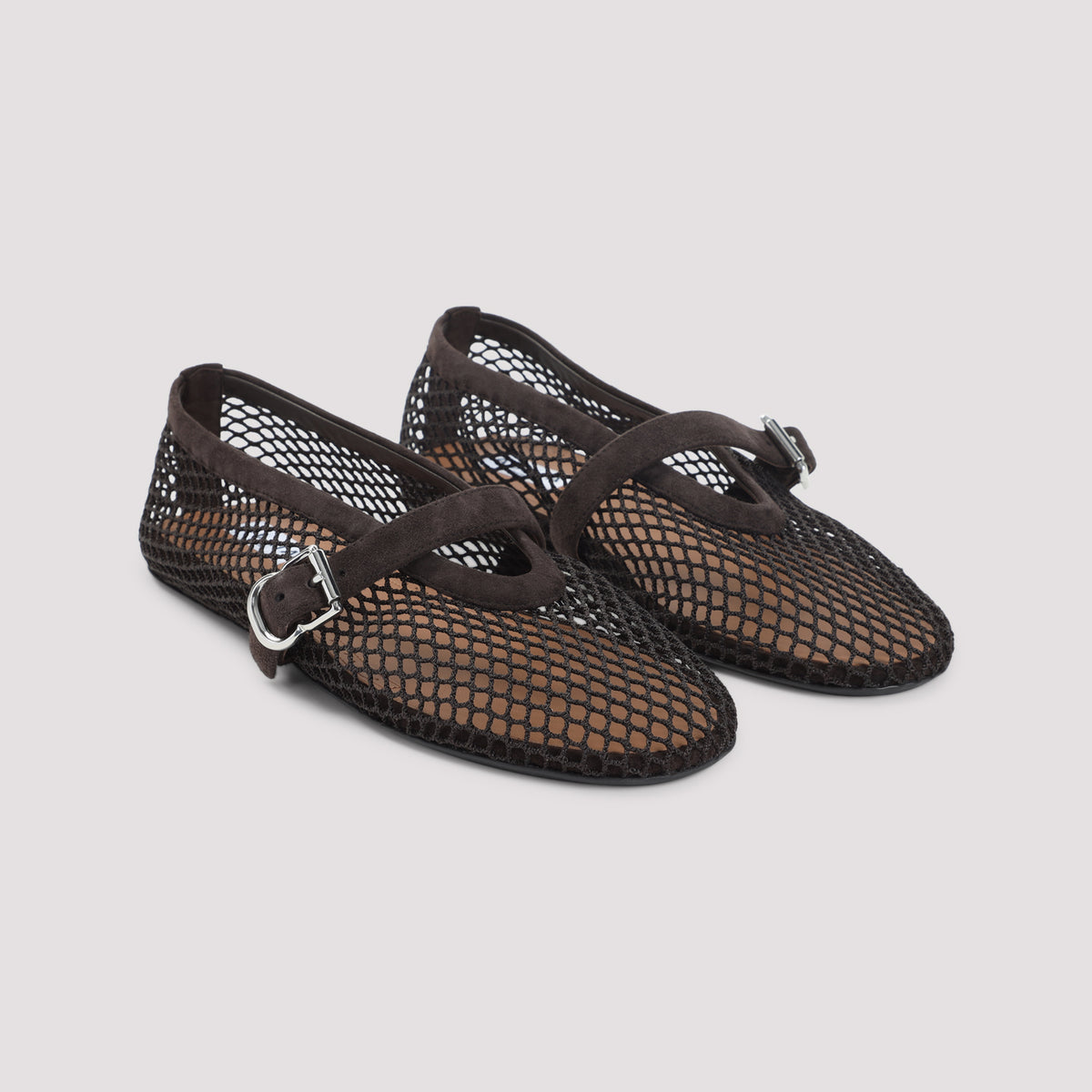 Alaïa Fishnet Suede Flat Ballerinas Women ALAIA