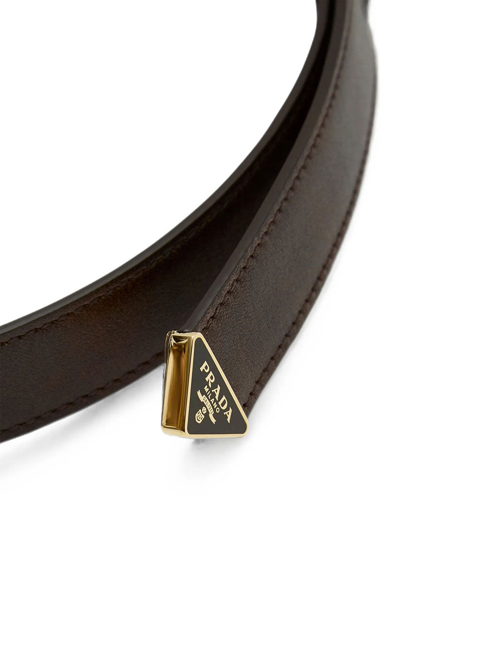 Prada Women Slim Leather Belt With Logo PRADA