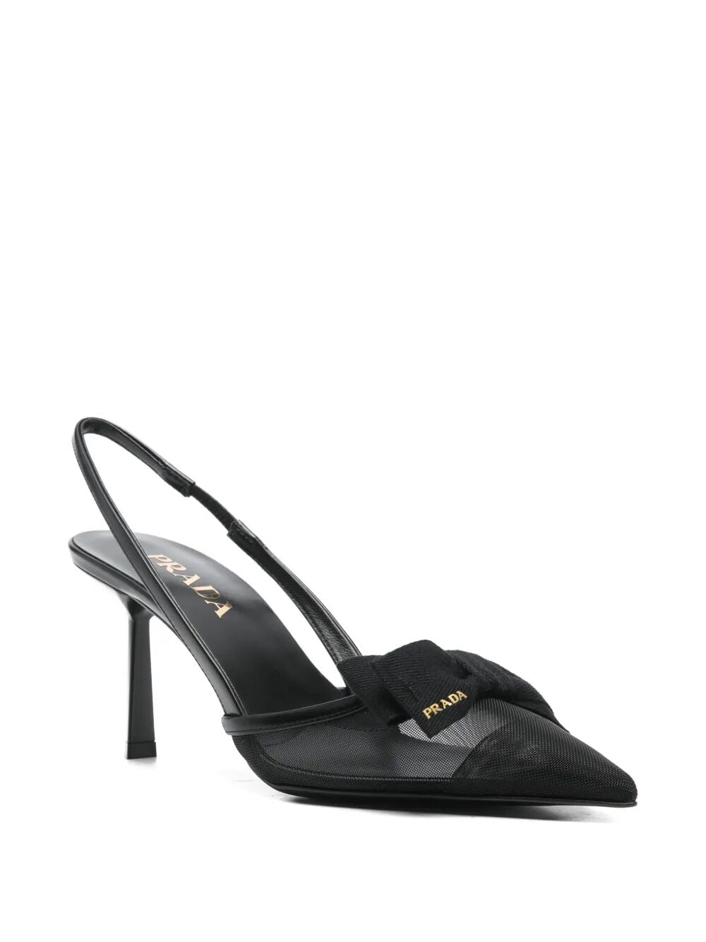 Prada Women Bow Detail Mesh Slingback Pumps PRADA