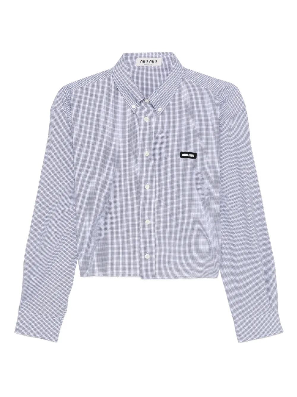 Miu Miu Women Check Pattern Cropped Poplin Shirt MIU MIU