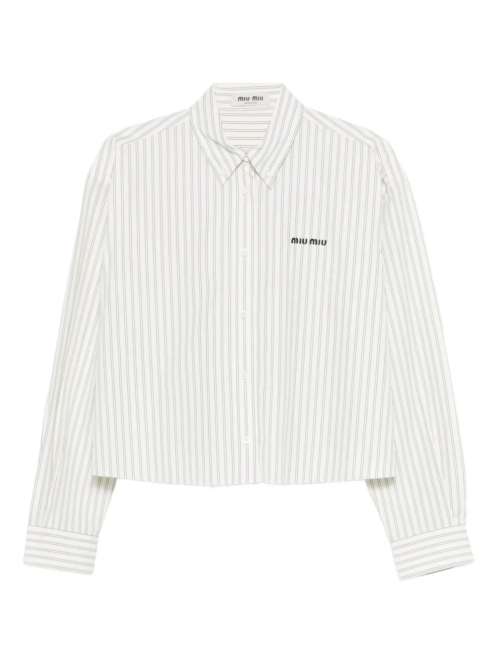 Miu Miu Women Cropped Striped Shirt MIU MIU