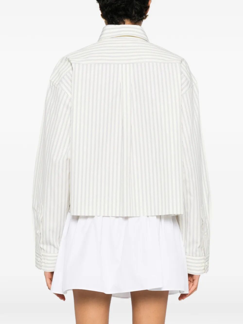 Miu Miu Women Cropped Striped Shirt MIU MIU