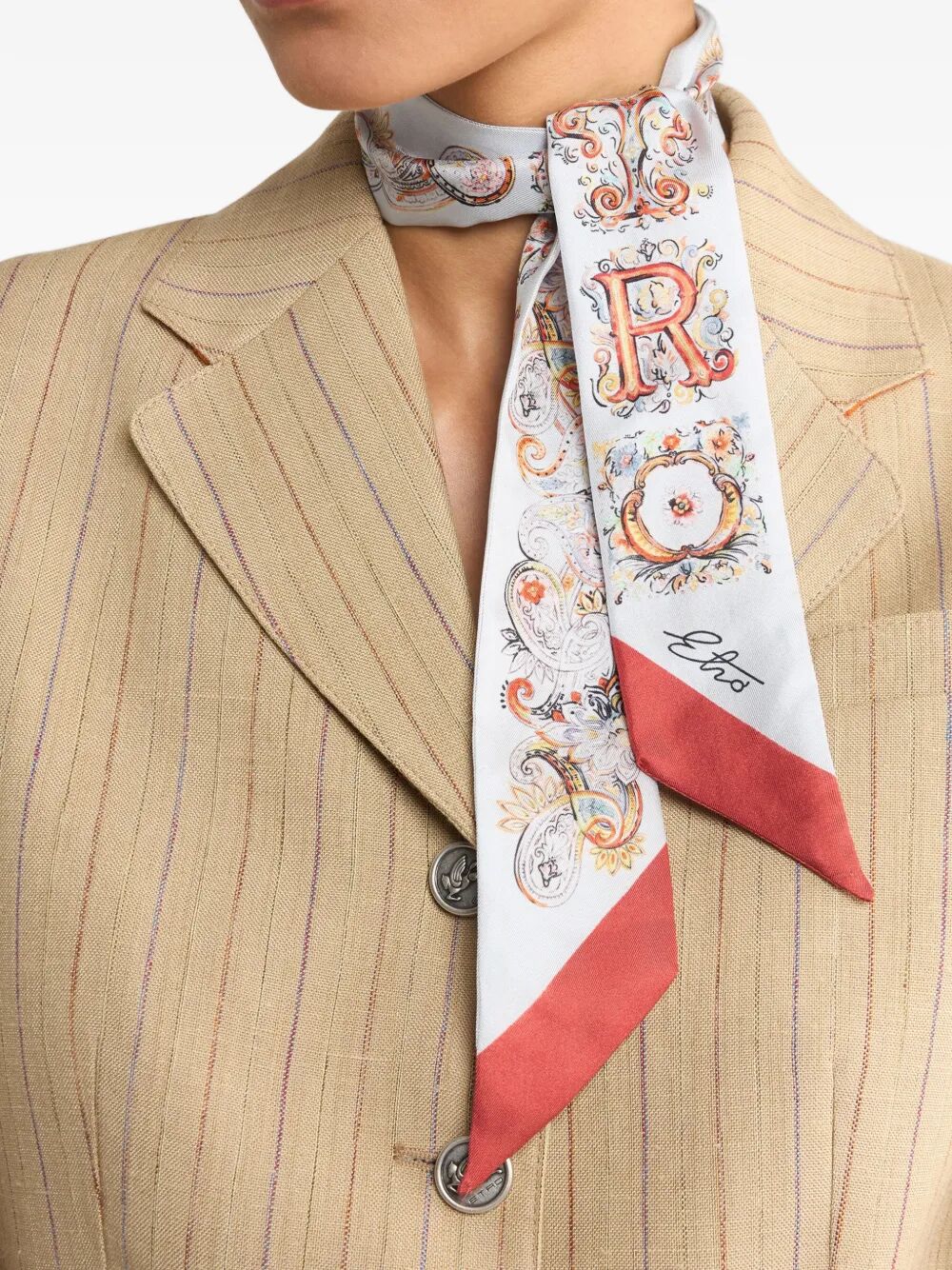 Etro Women Silk Paisleyina With Logo And Floral Paisley Motif ETRO
