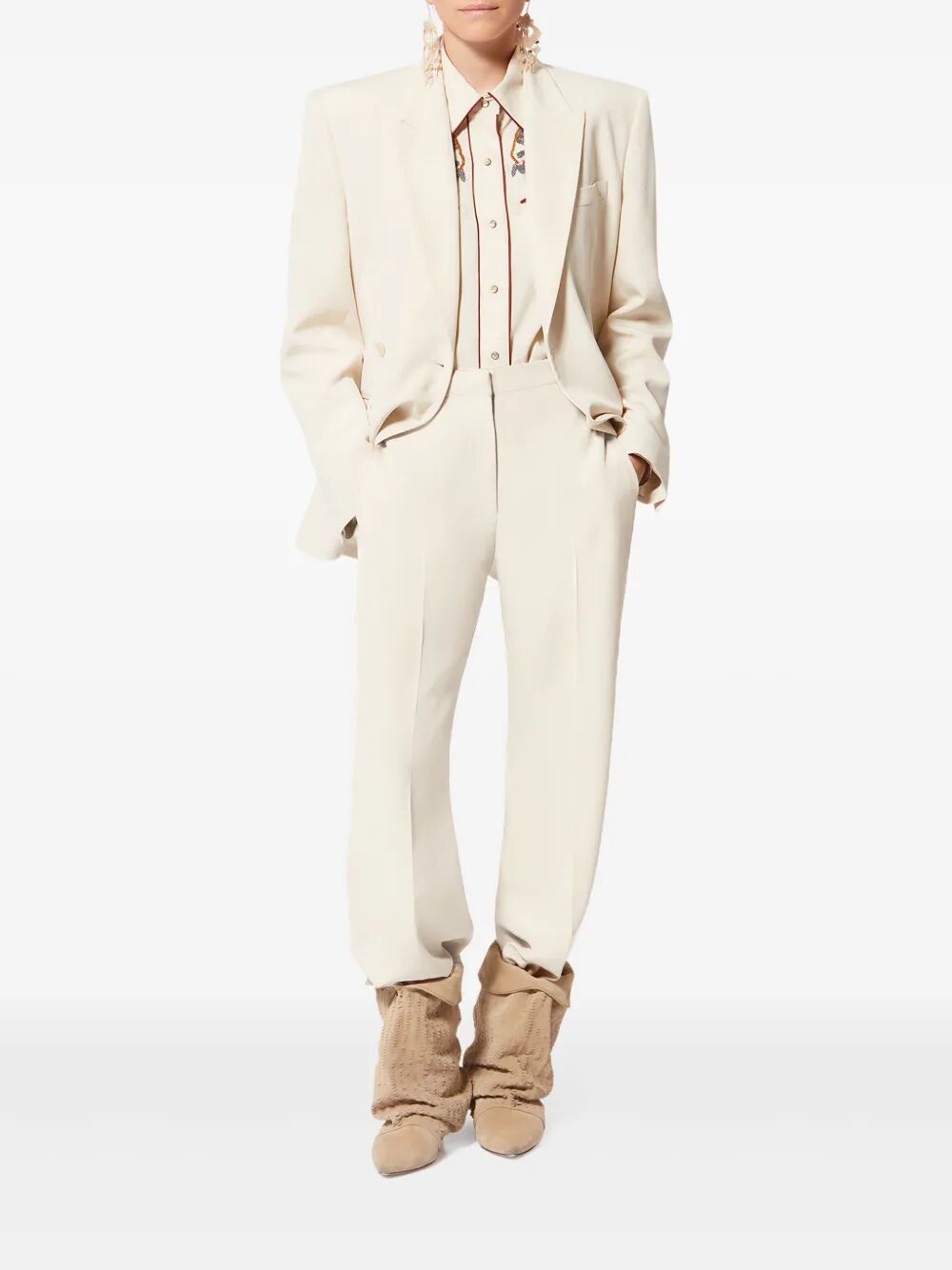 Isabel Marant Women Neonda Flowing Crepe Pleated Suit Pants ISABEL MARANT