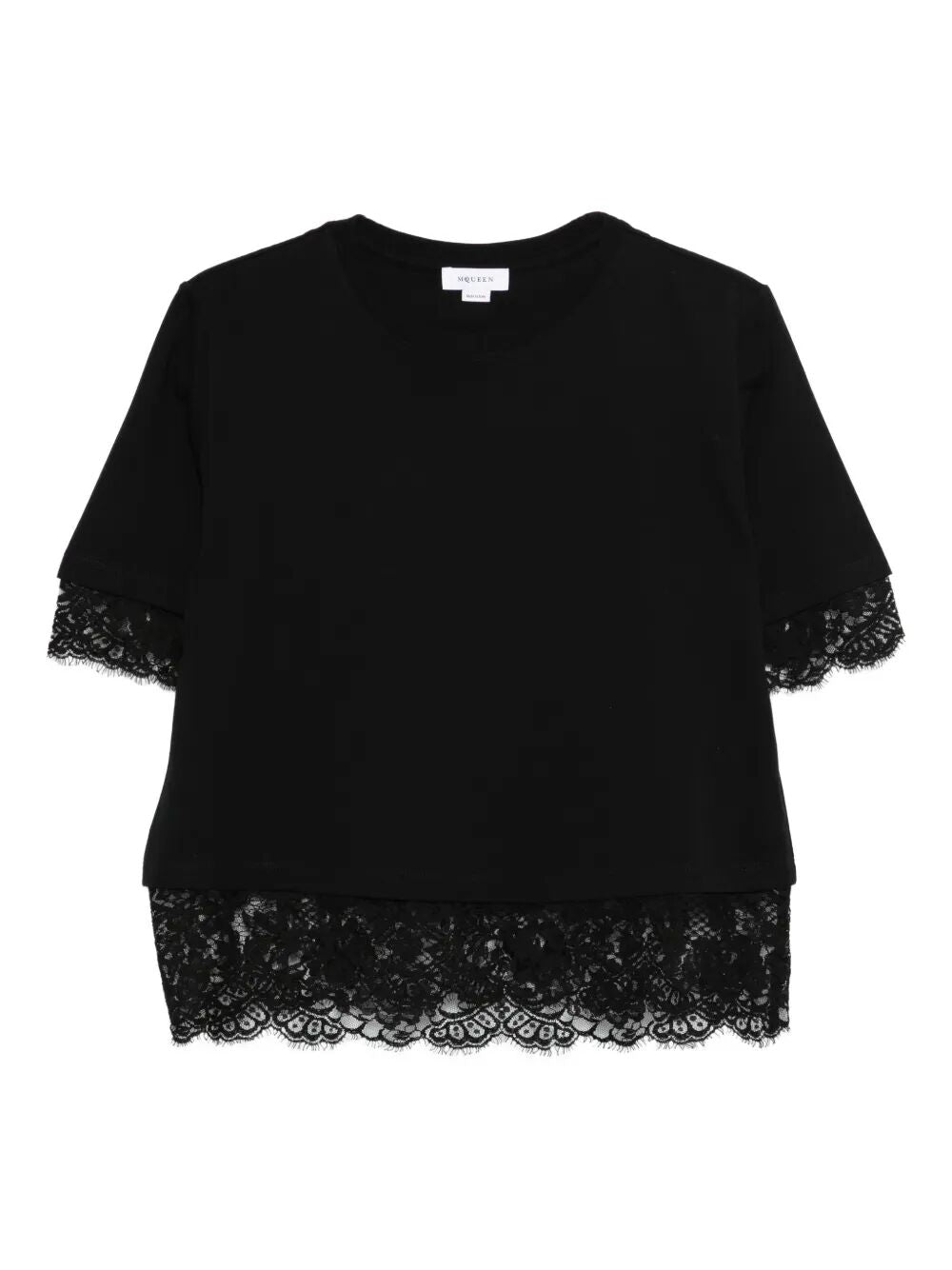 Alexander Mcqueen Women Lace Detail Cotton Jersey T-Shirt ALEXANDER MCQUEEN