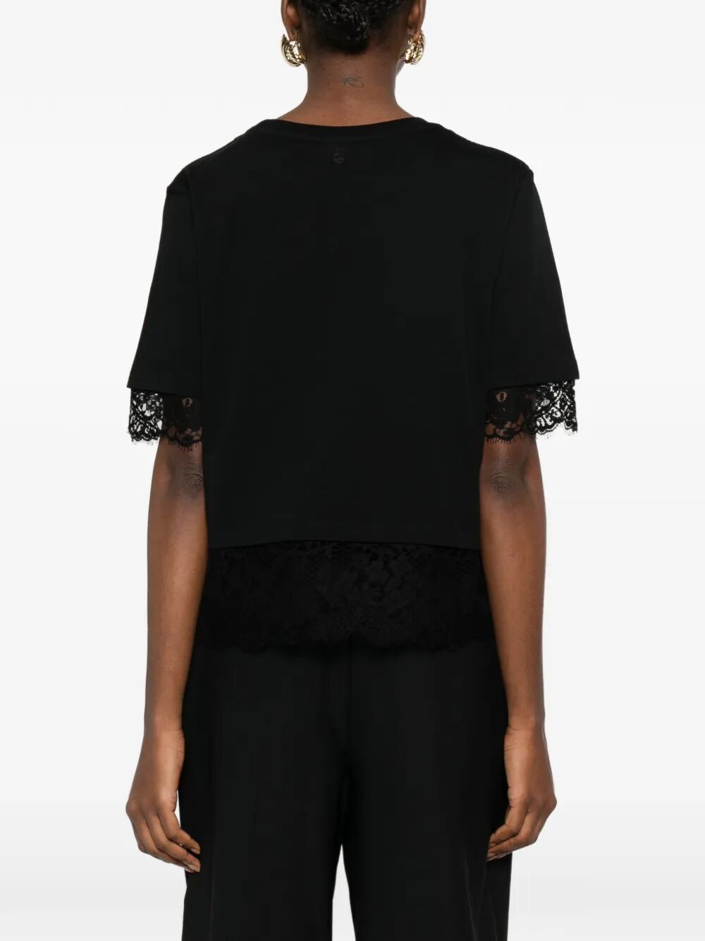 Alexander Mcqueen Women Lace Detail Cotton Jersey T-Shirt ALEXANDER MCQUEEN
