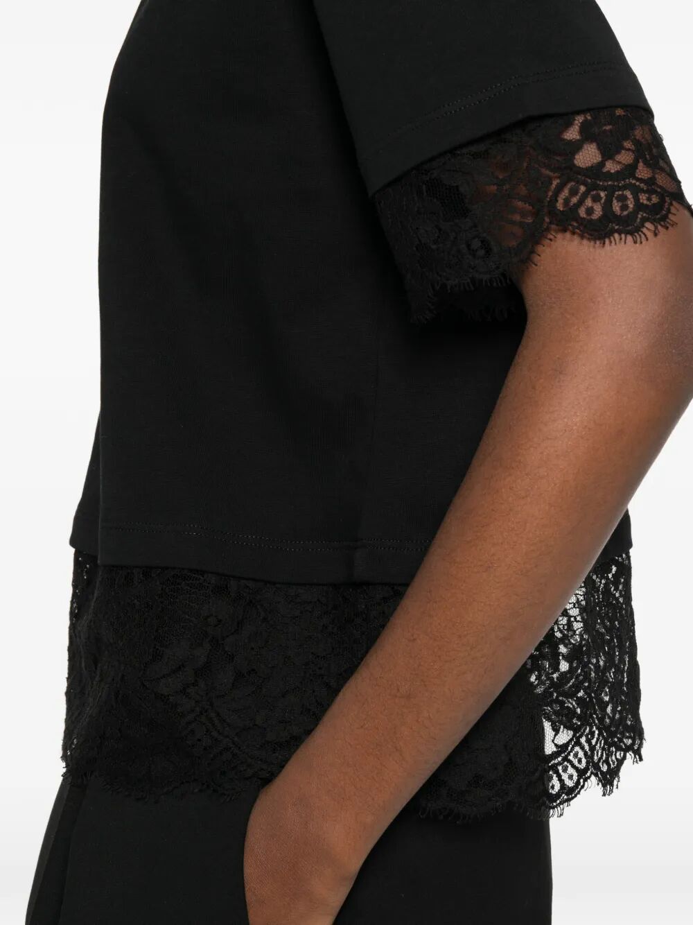 Alexander Mcqueen Women Lace Detail Cotton Jersey T-Shirt ALEXANDER MCQUEEN