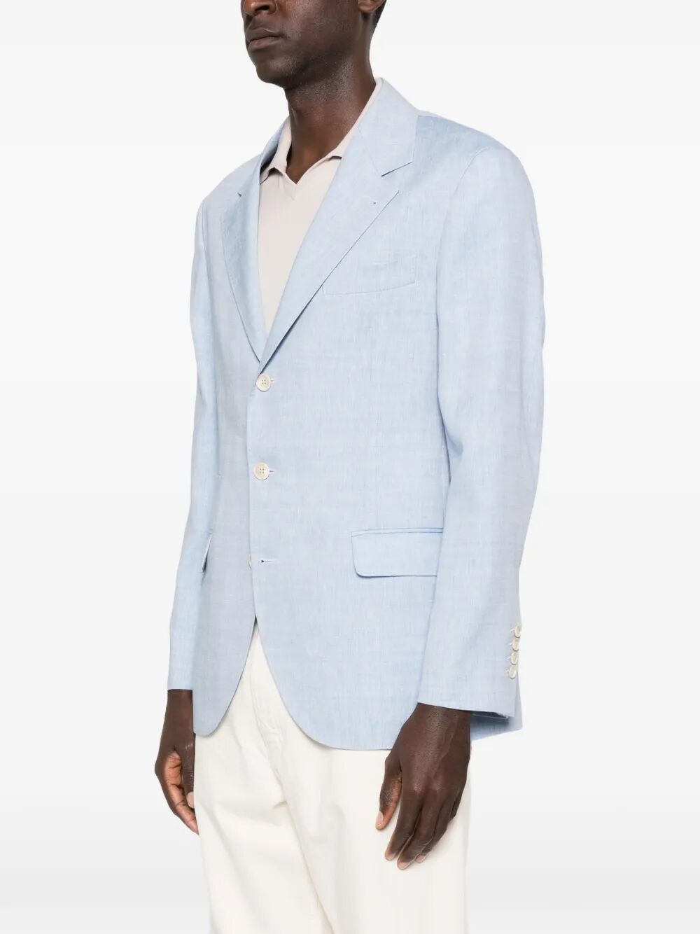 Brunello Cucinelli Men Linen And Virgin Wool Chevron Deconstructed Jacket BRUNELLO CUCINELLI