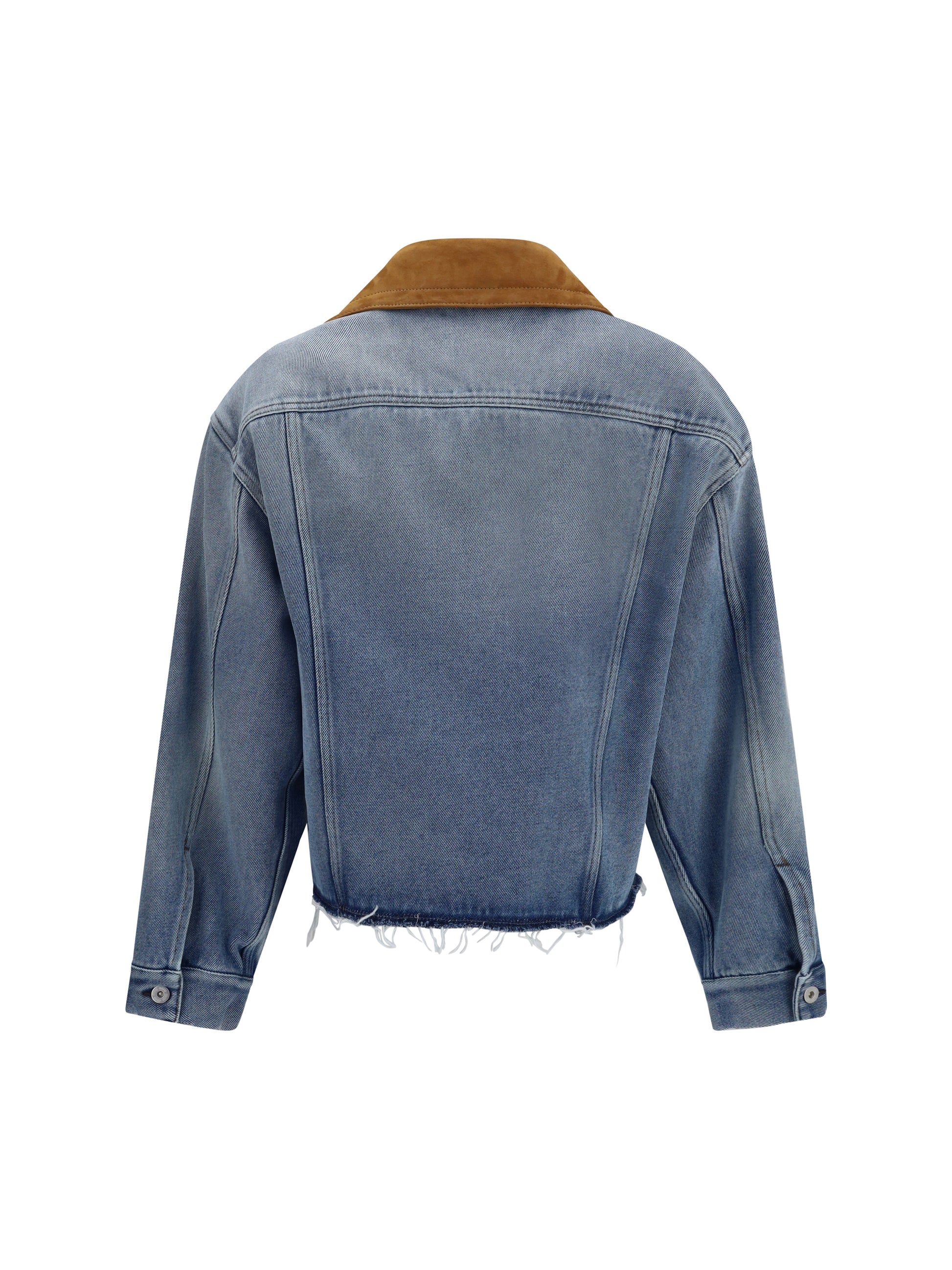 Miu Miu Women Washed Denim And Suede Jacket MIU MIU