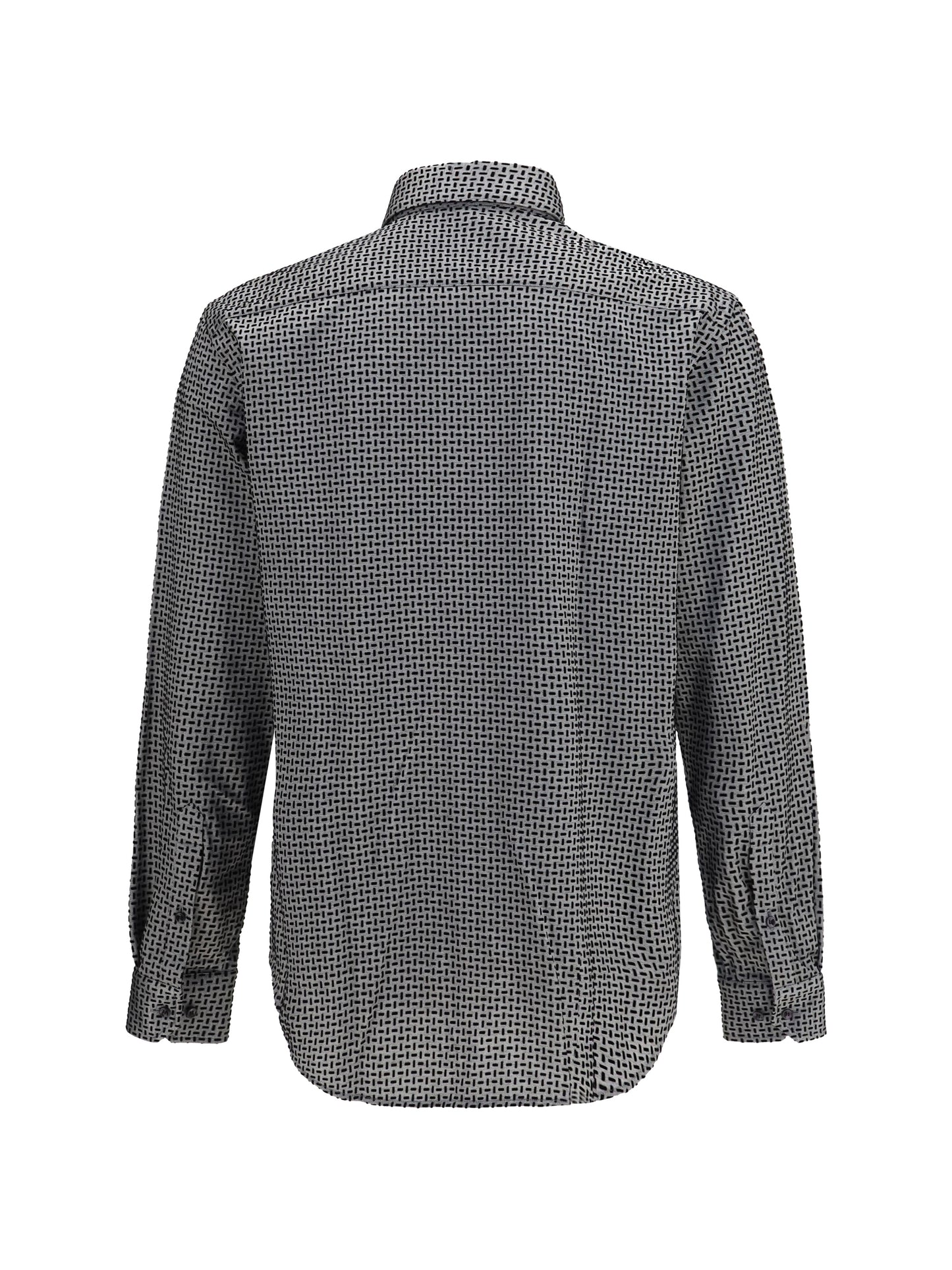 Giorgio Armani Men Cotton Shirt With Geometric Flock Print GIORGIO ARMANI