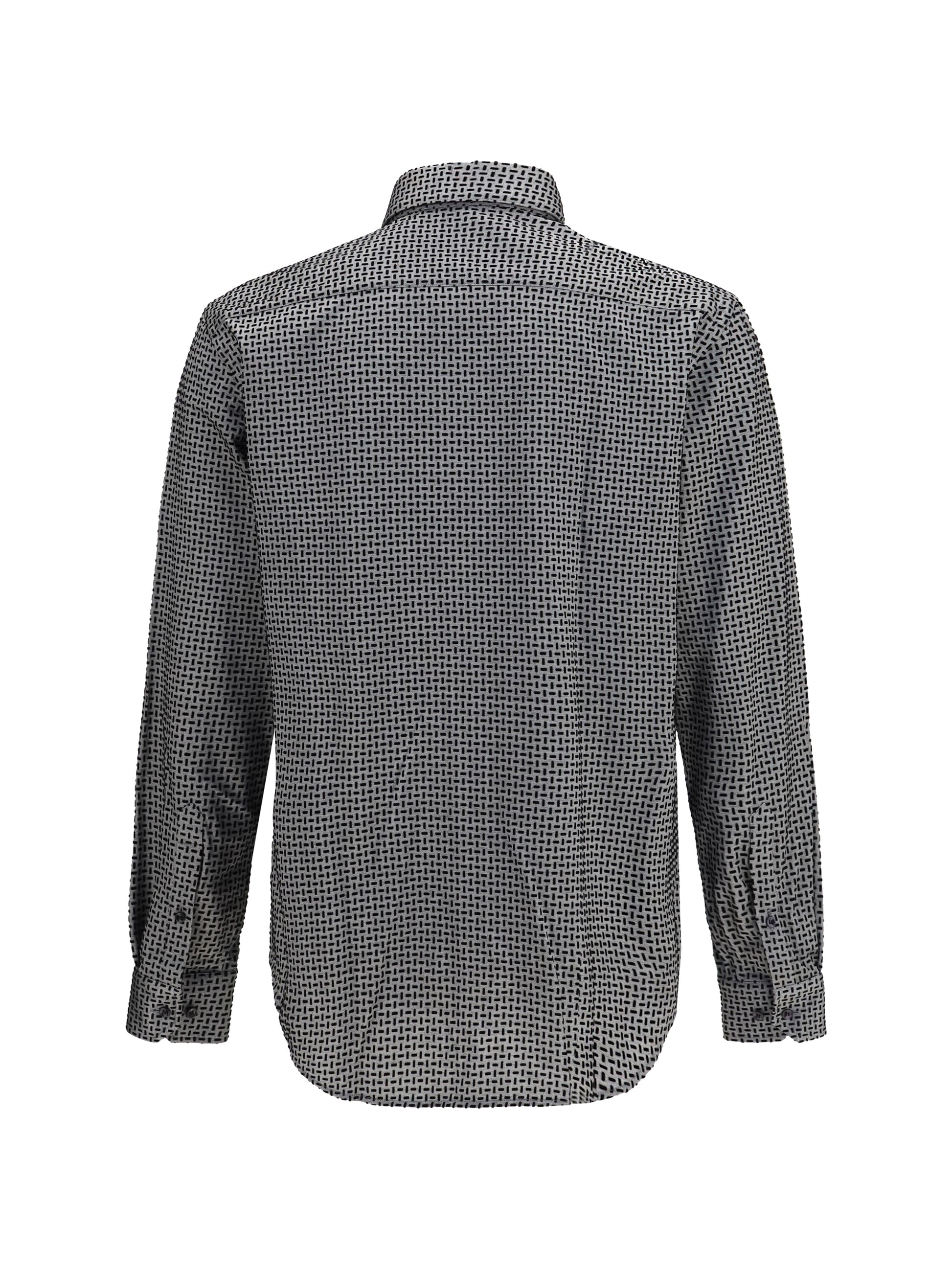 Giorgio Armani Men Cotton Shirt With Geometric Flock Print GIORGIO ARMANI