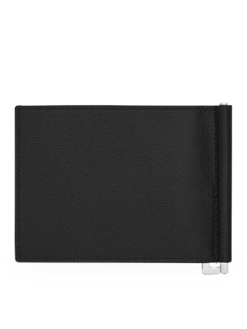 Saint Laurent Men Wallet Money Clip Saint Laurent Paris Black Textured Leather SAINT LAURENT