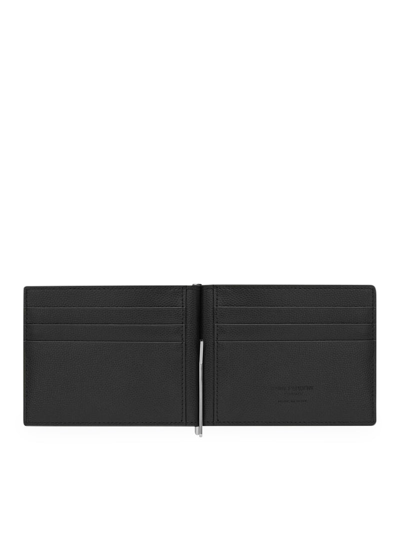 Saint Laurent Men Wallet Money Clip Saint Laurent Paris Black Textured Leather SAINT LAURENT
