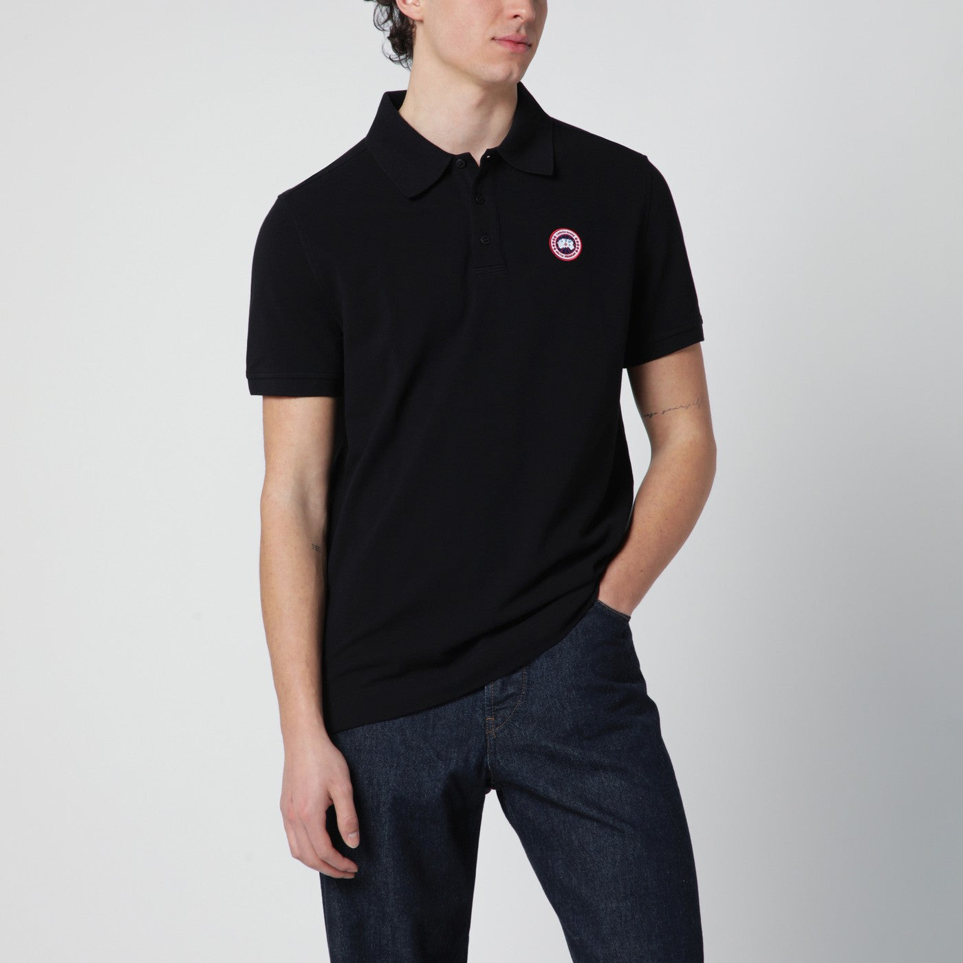 Canada Goose Black Polo Shirt With Logo Patch Men CANADA GOOSE