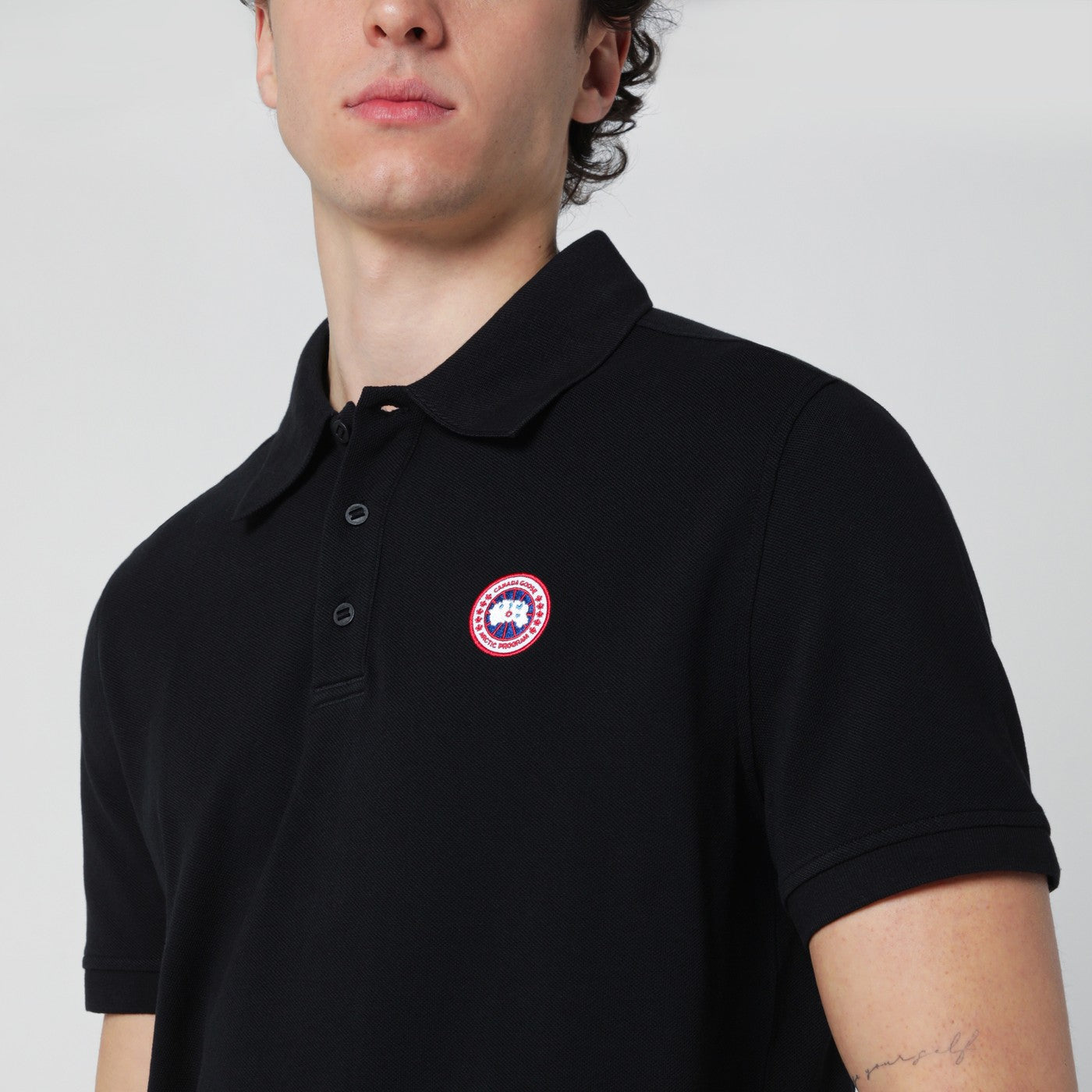 Canada Goose Black Polo Shirt With Logo Patch Men CANADA GOOSE