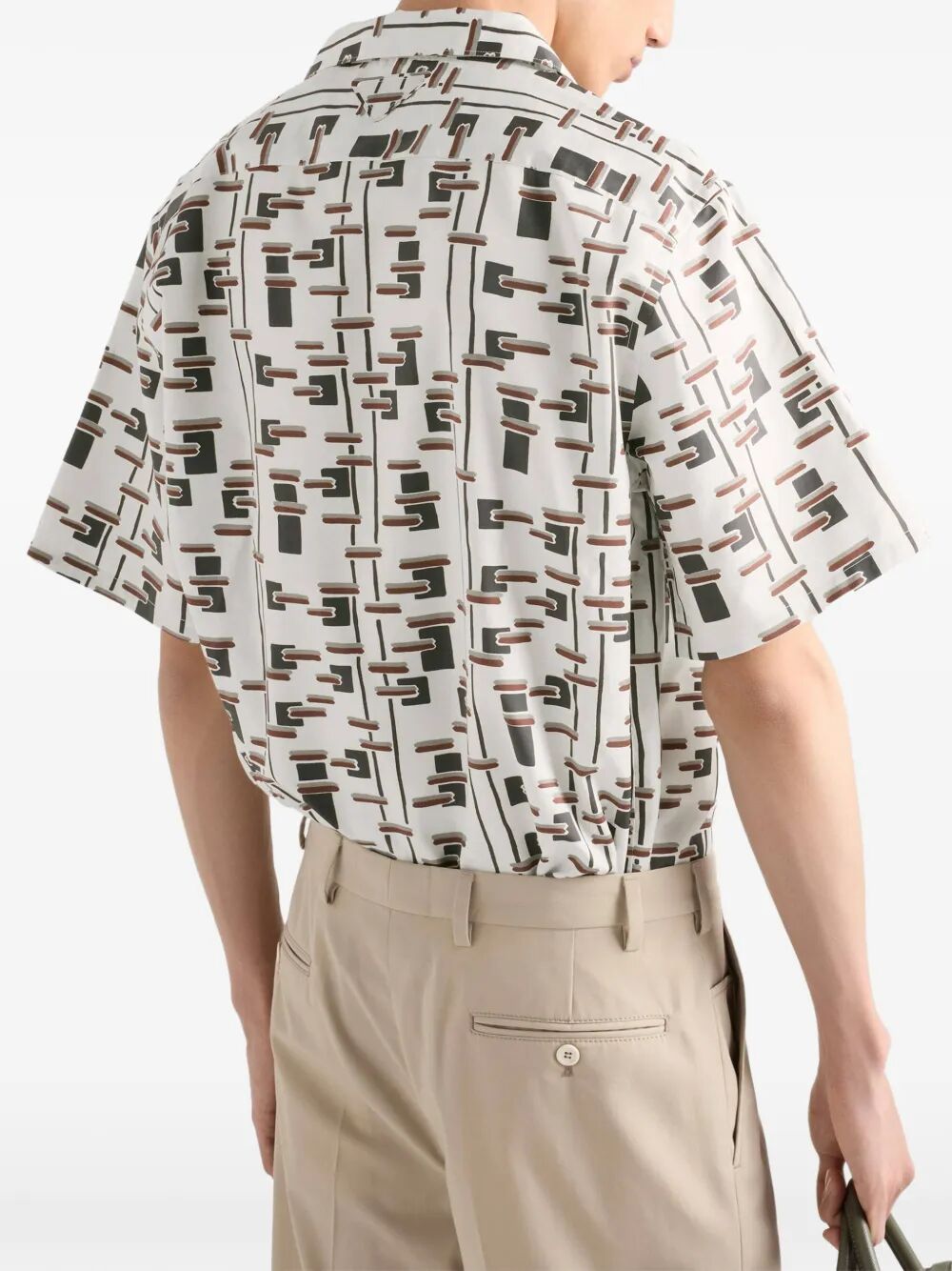 Prada Men Printed Cotton Blend Bowling Shirt PRADA