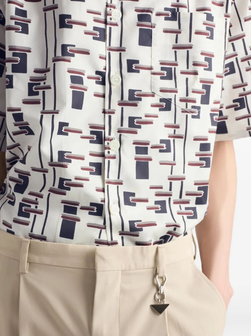 Prada Men Printed Cotton Blend Bowling Shirt PRADA