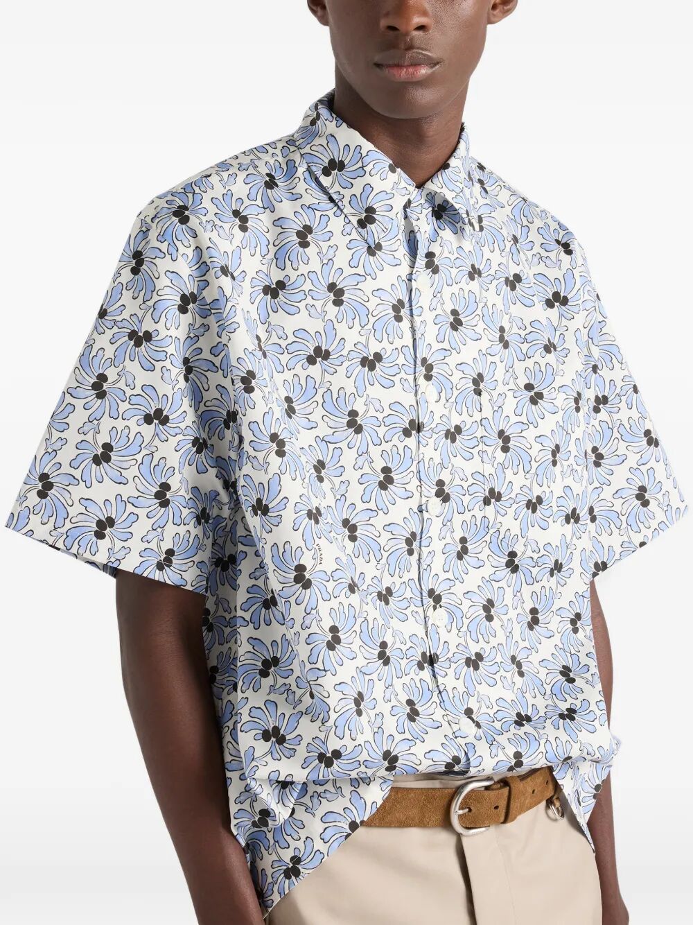 Prada Men Freesia-Print Cotton Blend Bowling Shirt PRADA