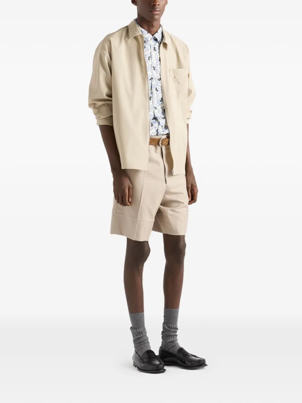 Prada Men Freesia-Print Cotton Blend Bowling Shirt PRADA