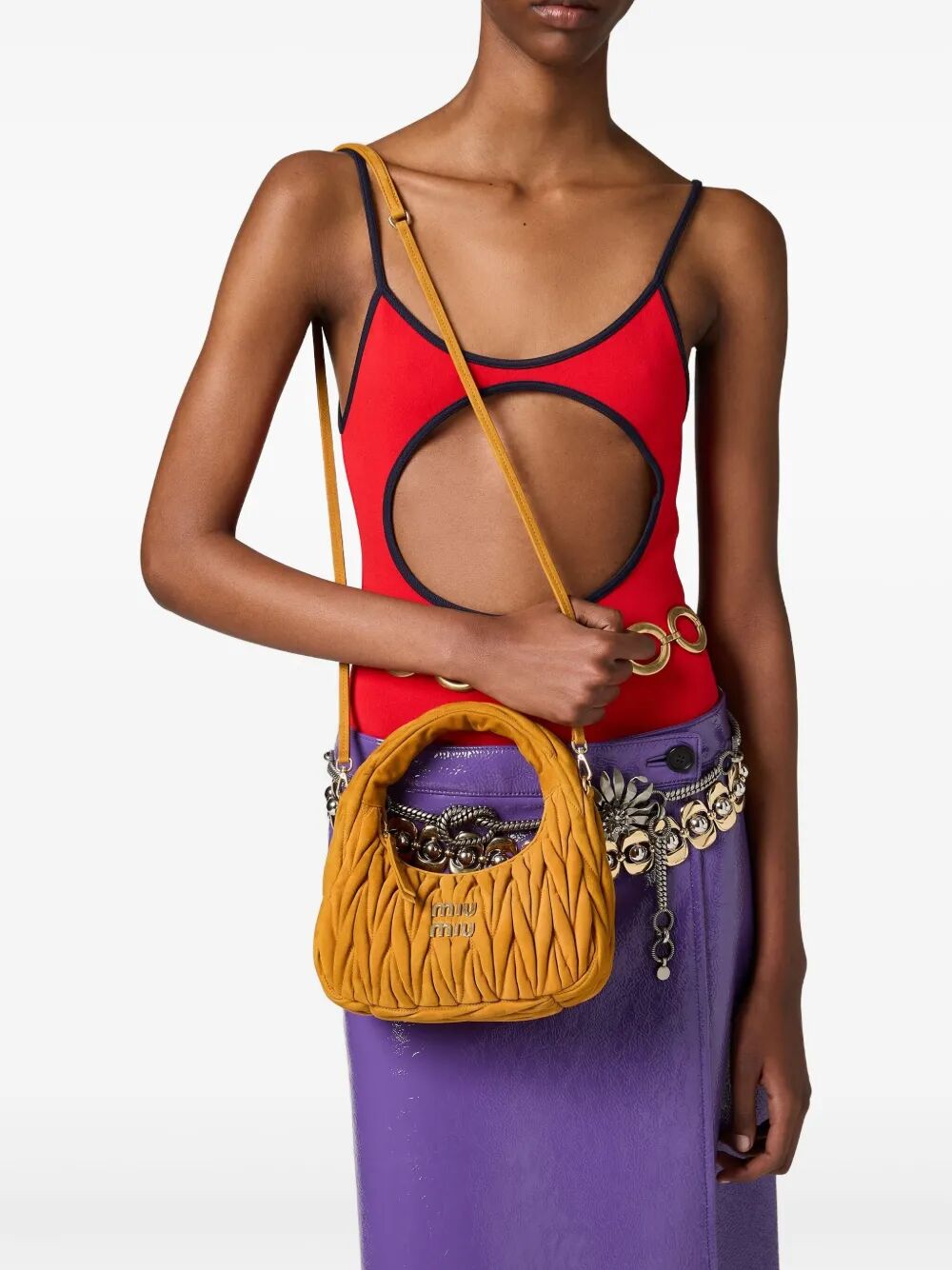 Miu Miu Women Small Wander Matelassé Suede Bag MIU MIU