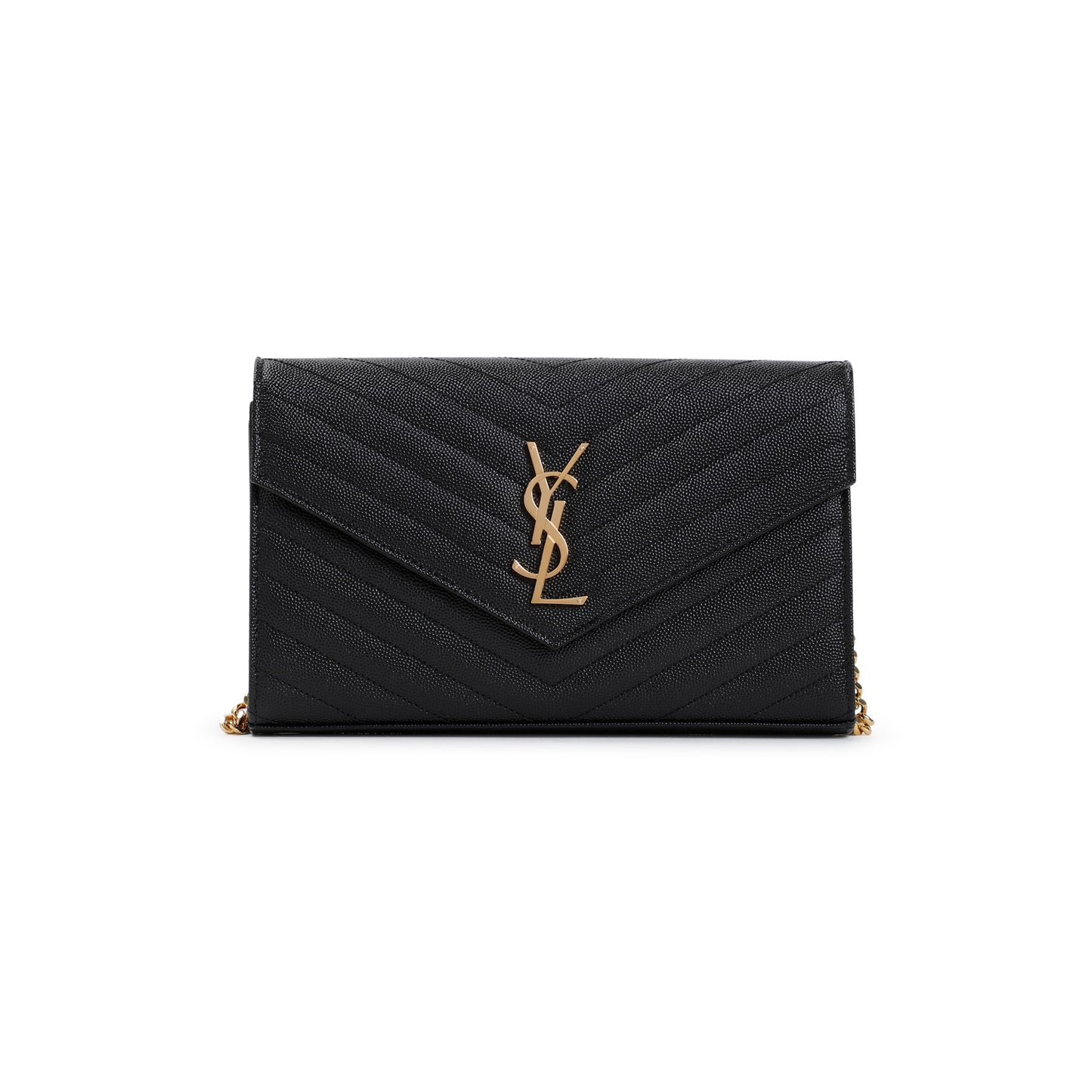 Saint Laurent Grained Calf Leather Ysl Chain Wallet Women SAINT LAURENT