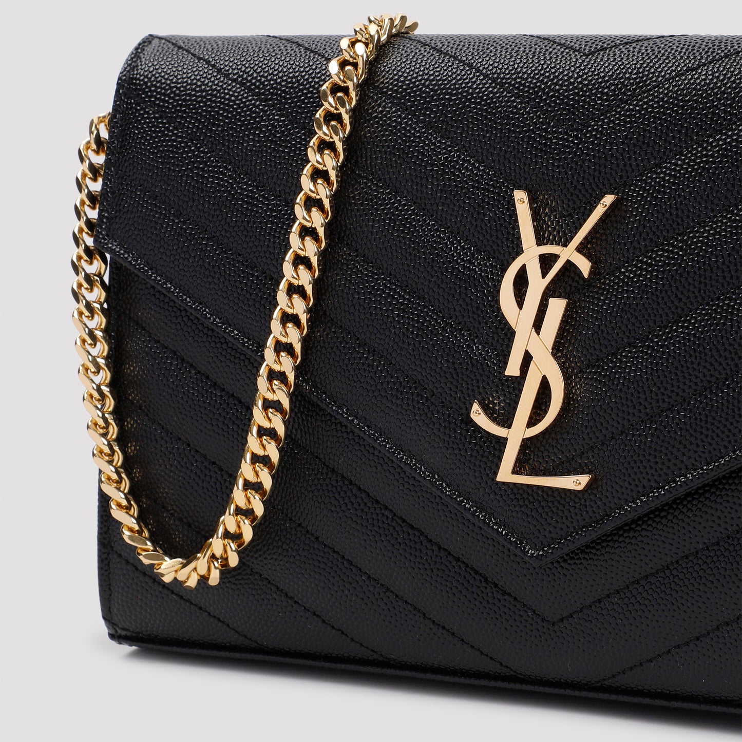 Saint Laurent Grained Calf Leather Ysl Chain Wallet Women SAINT LAURENT