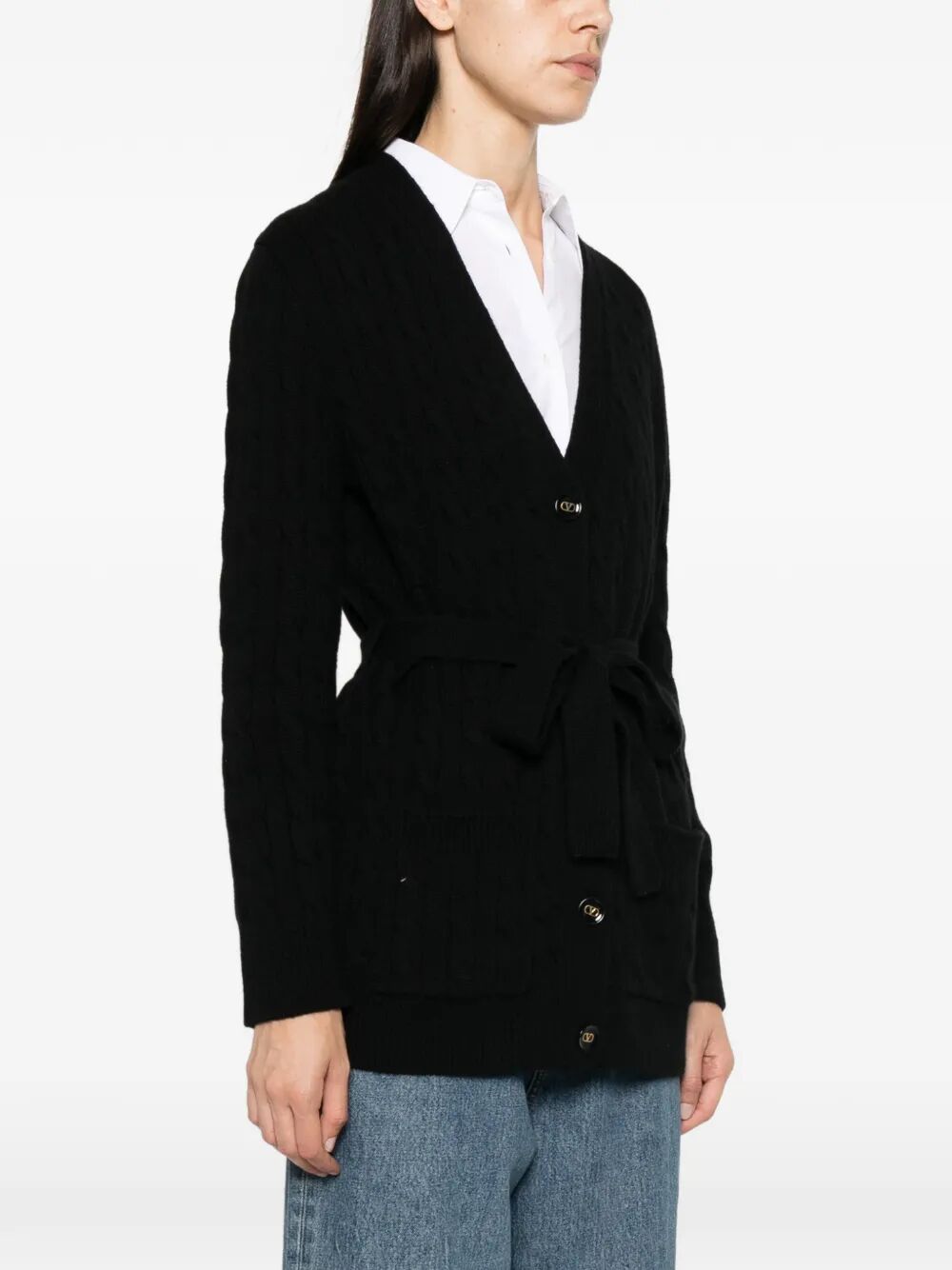 Valentino Garavani Women Cable-Knit Belted Cashmere Cardigan VALENTINO GARAVANI