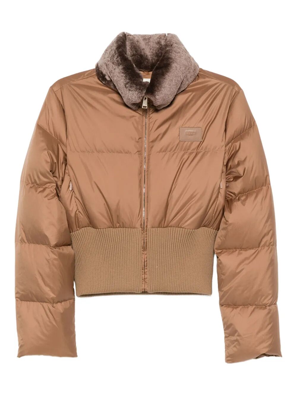 Fendi Women Short Padded Down Jacket With Shearling Collar FENDI