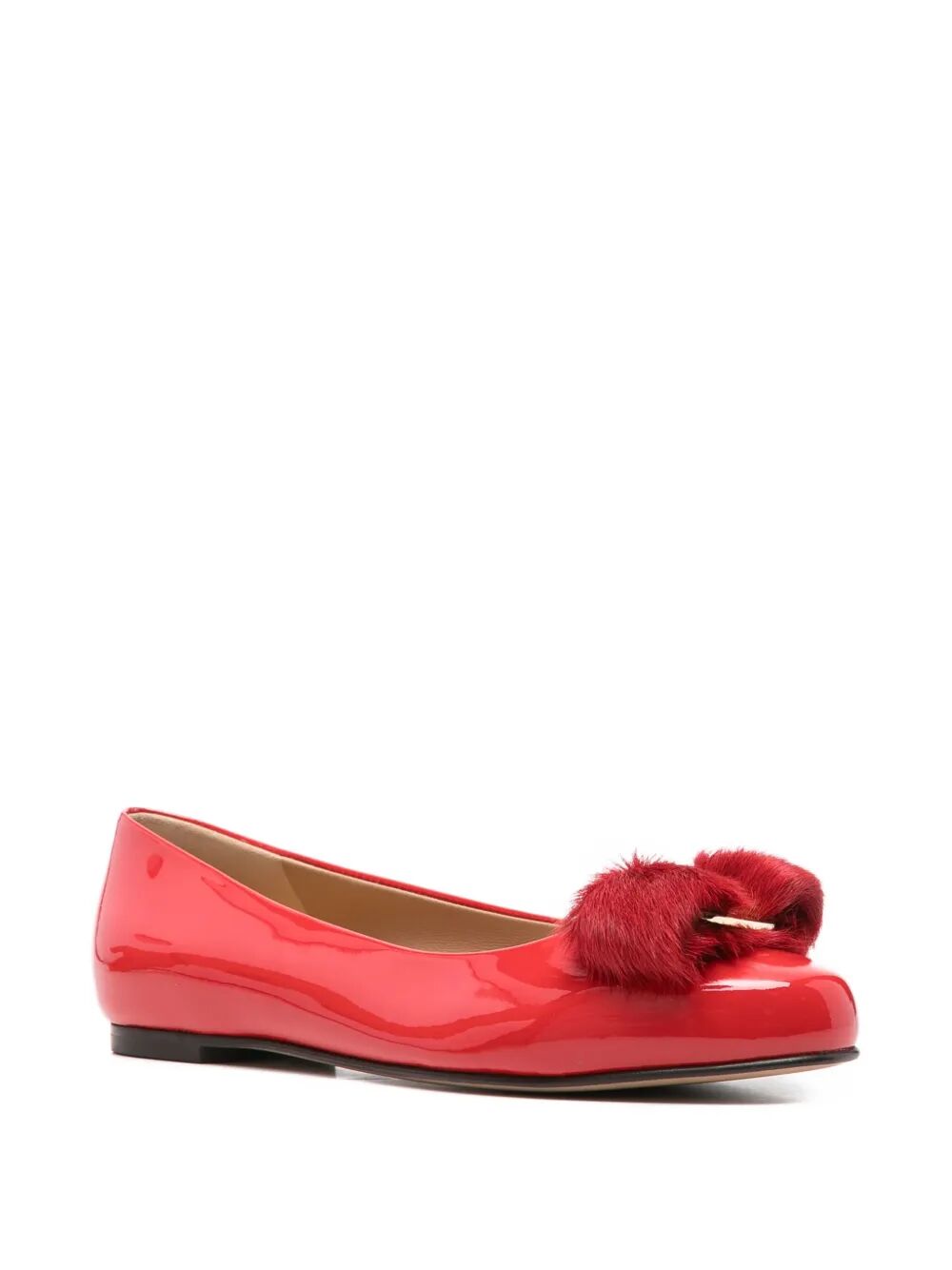 Ferragamo Women Varina Fur Patent Leather Ballet Flats Ballet Flats FERRAGAMO