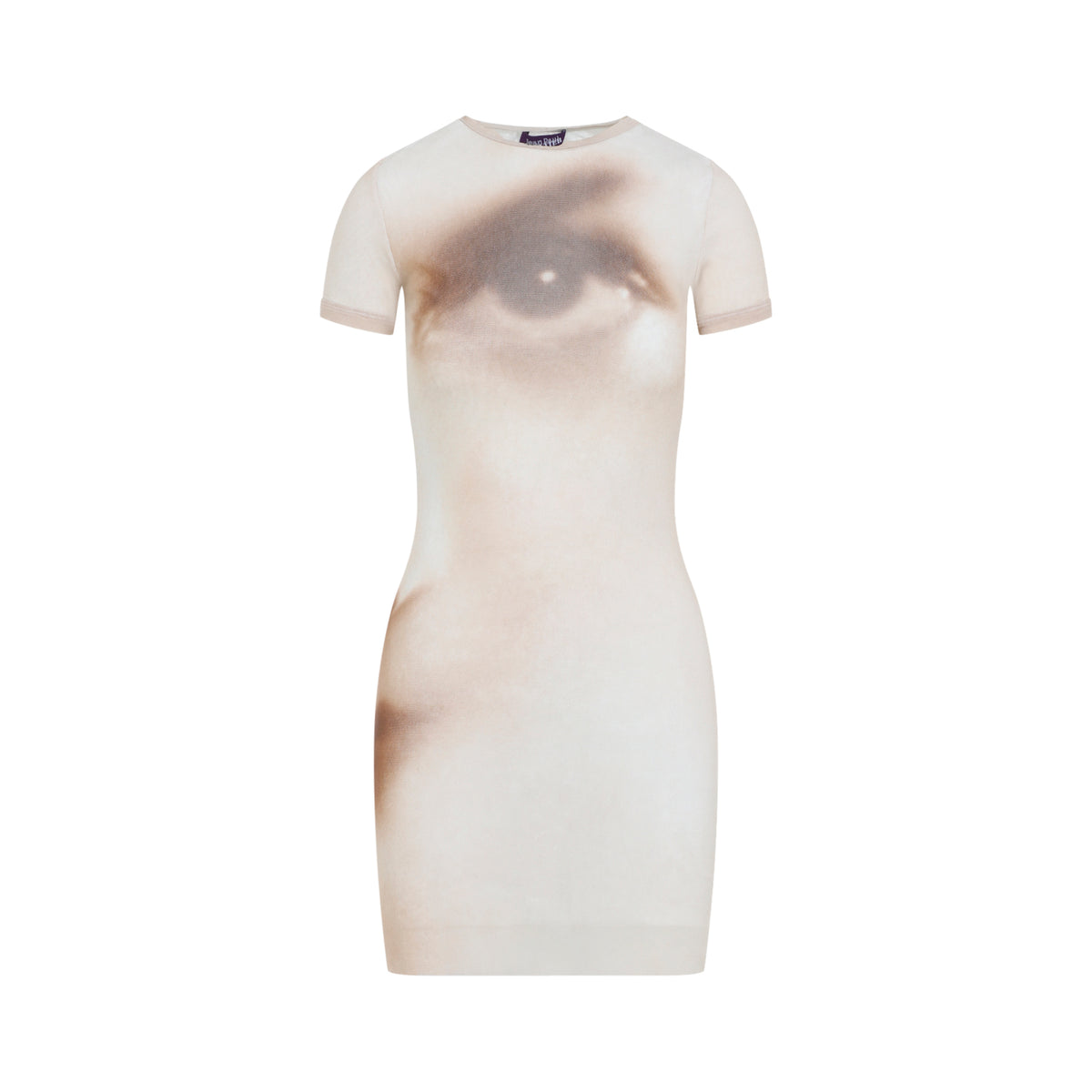 Jean Paul Gaultier Printed Face Mesh Short Dress Women JEAN PAUL GAULTIER
