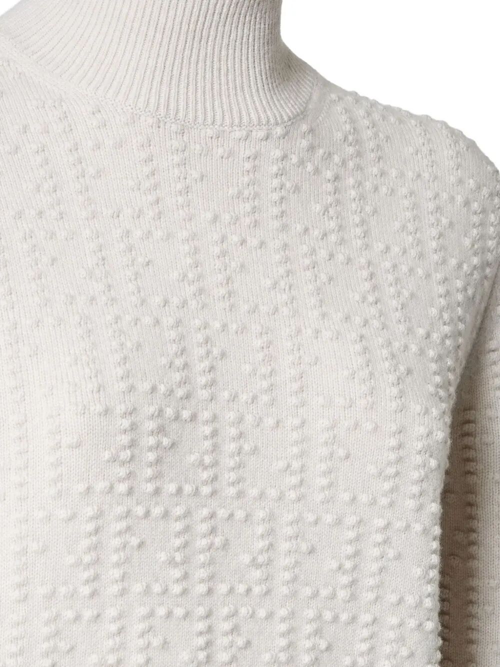Fendi Women High-Neck Wool And Cashmere Jumper With Ff Polka Dot Embroidery FENDI