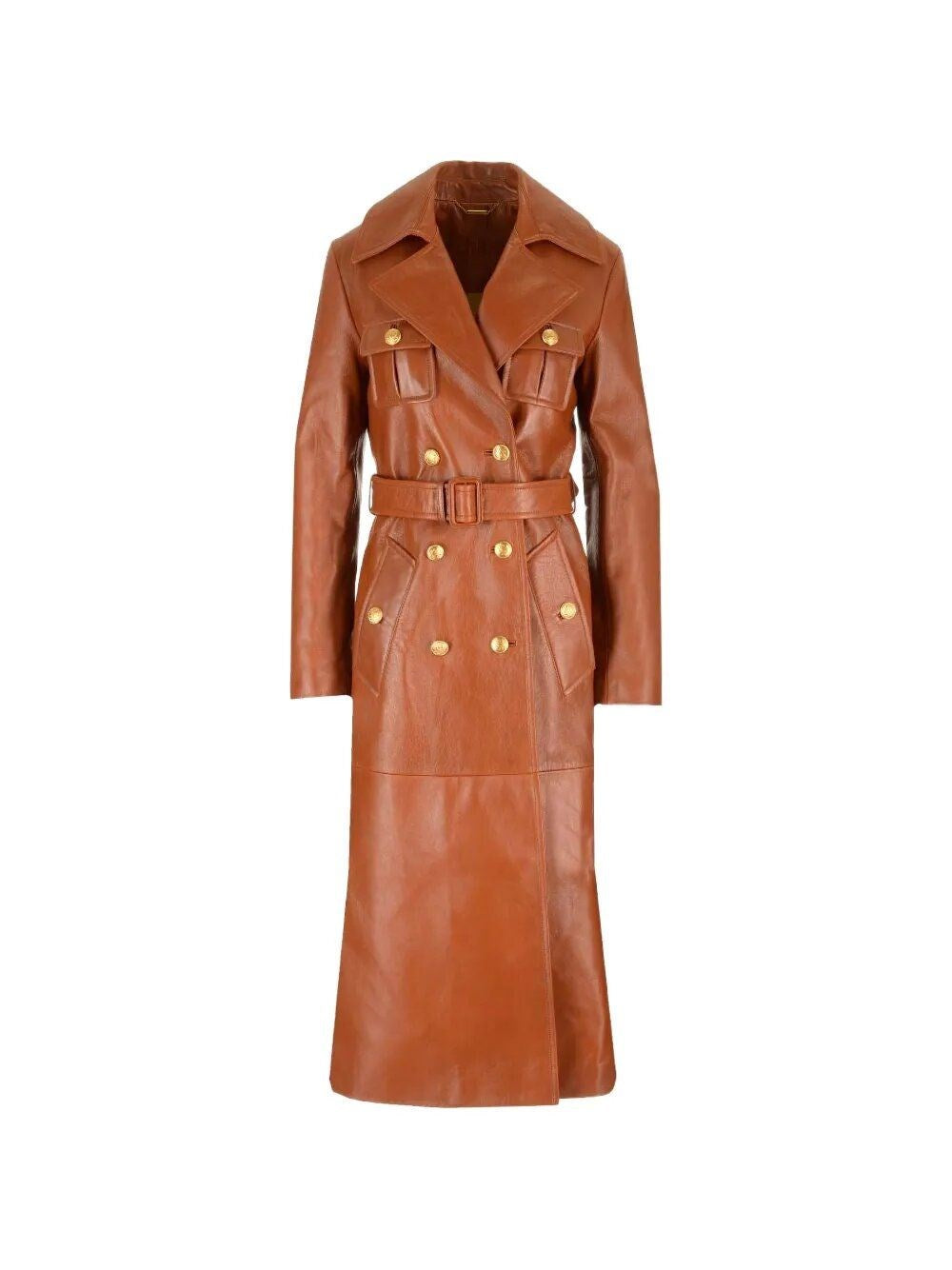 Chloe' Women Leather Military Trench Coat CHLOE