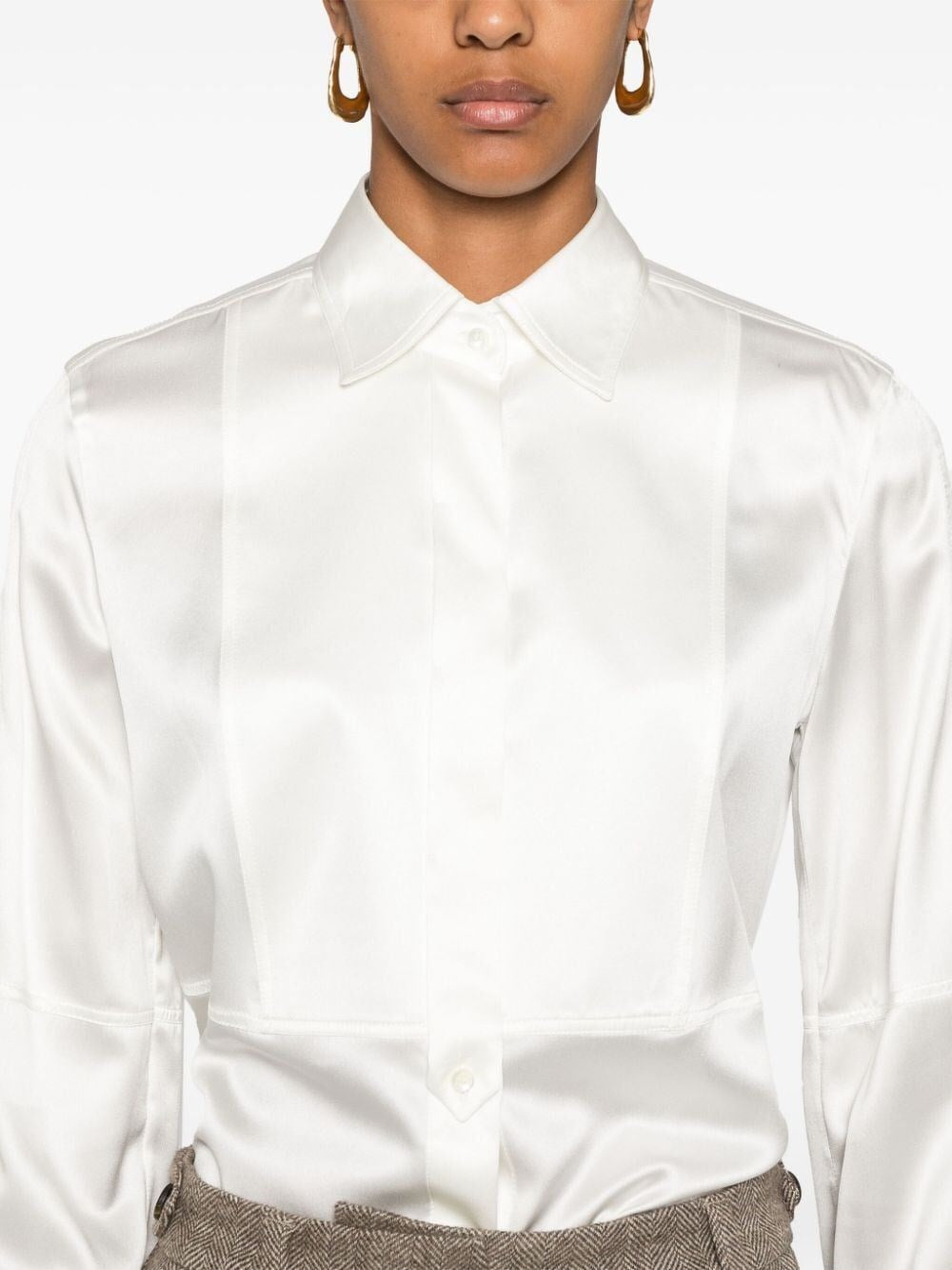 Brunello Cucinelli Women Satin Shirt With Monili BRUNELLO CUCINELLI
